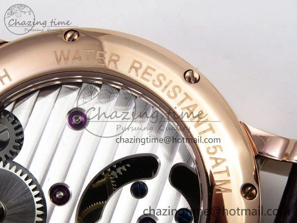 Rotonde Tourbillon RG RMSF Best Edition White Dial on Brown Leather Strap