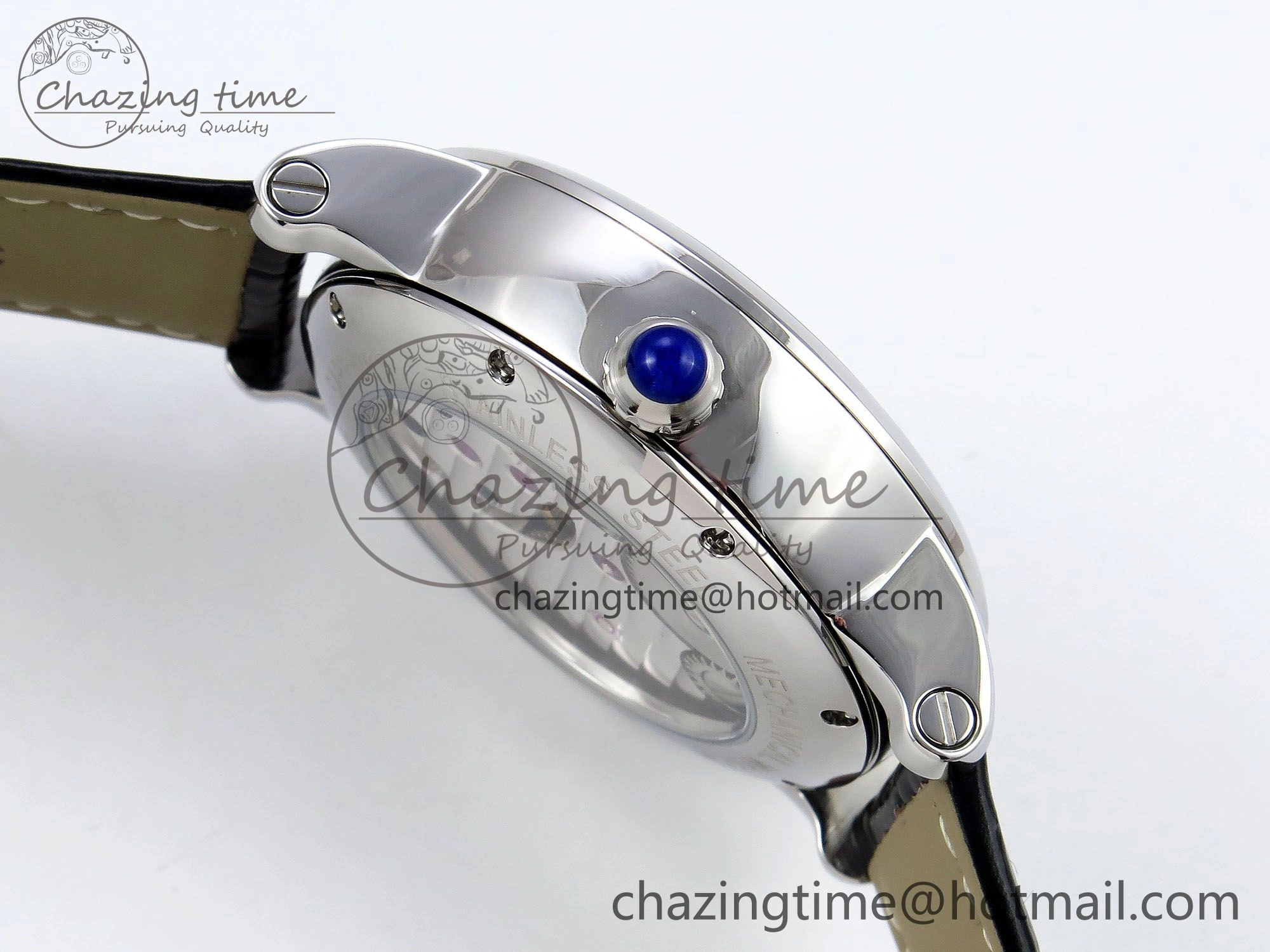 Rotonde Tourbillon SS RMSF Best Edition Blue Textured Dial on Black Leather Strap