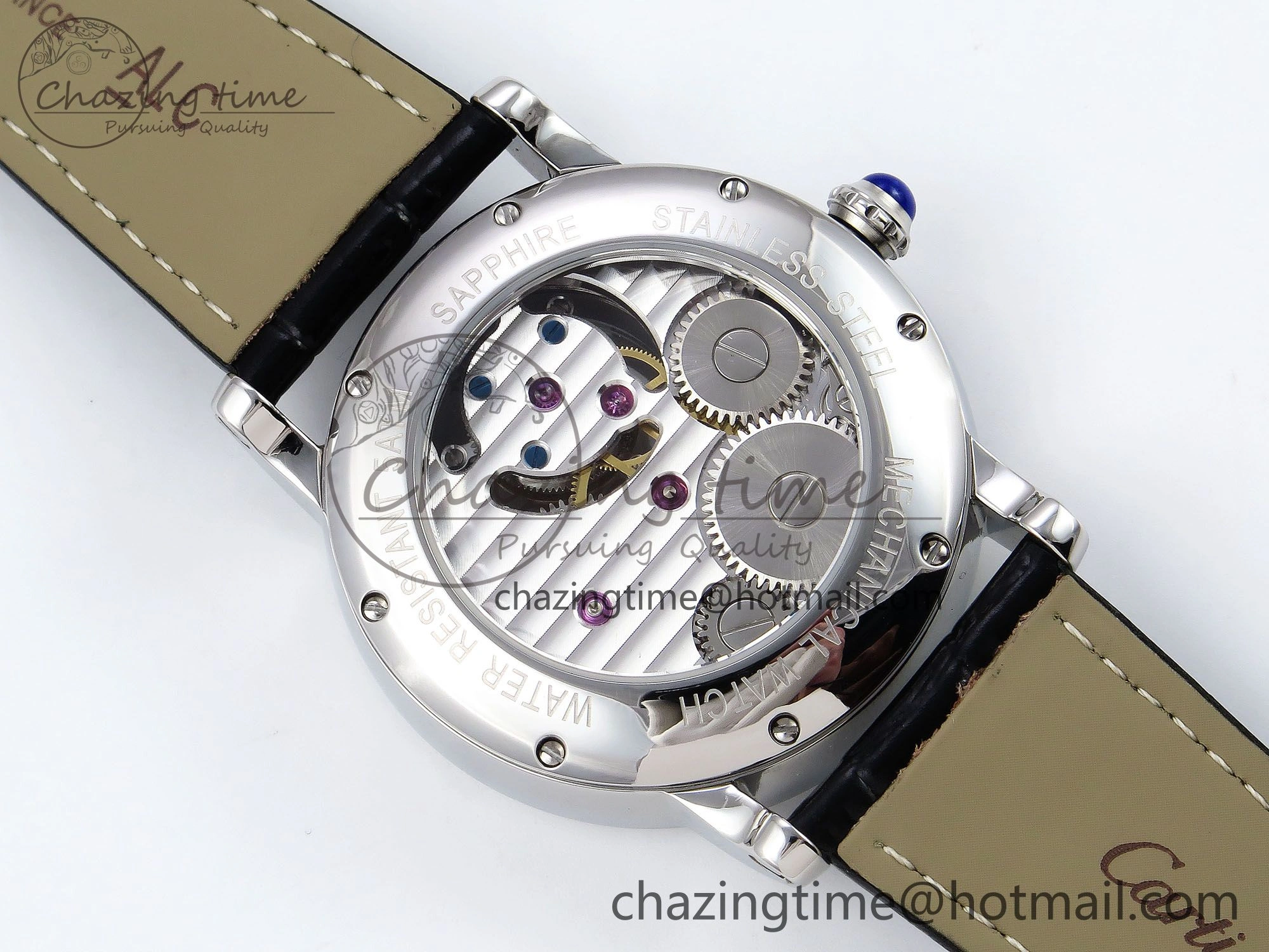 Rotonde Tourbillon SS RMSF Best Edition Blue Textured Dial on Black Leather Strap