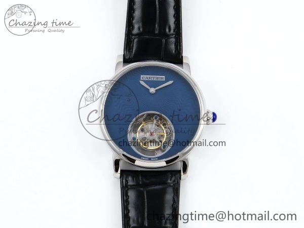 Rotonde Tourbillon SS RMSF Best Edition Blue Textured Dial on Black Leather Strap