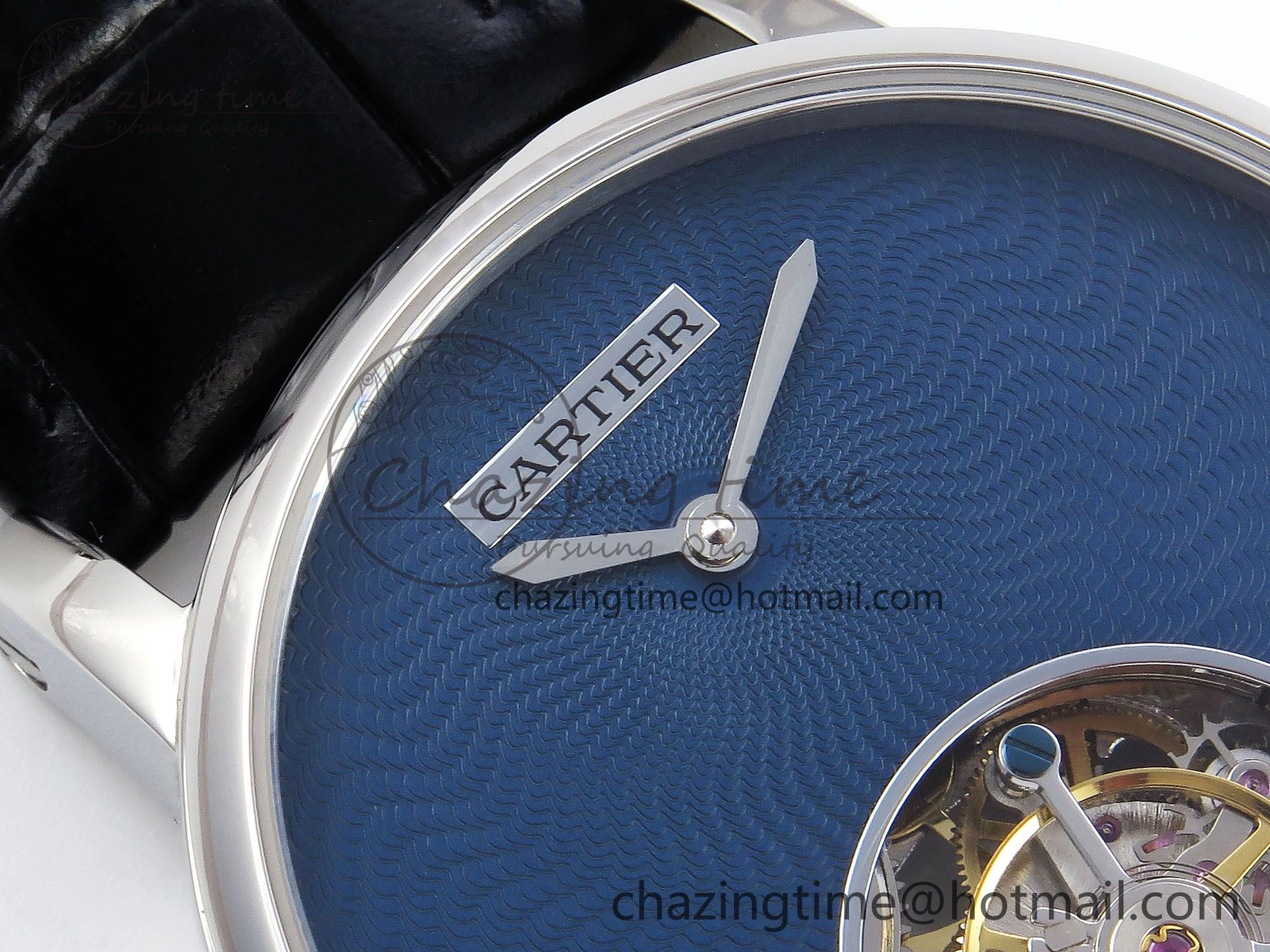 Rotonde Tourbillon SS RMSF Best Edition Blue Textured Dial on Black Leather Strap