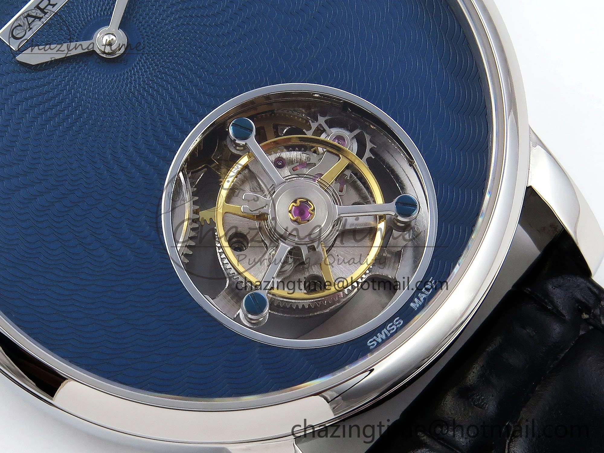 Rotonde Tourbillon SS RMSF Best Edition Blue Textured Dial on Black Leather Strap