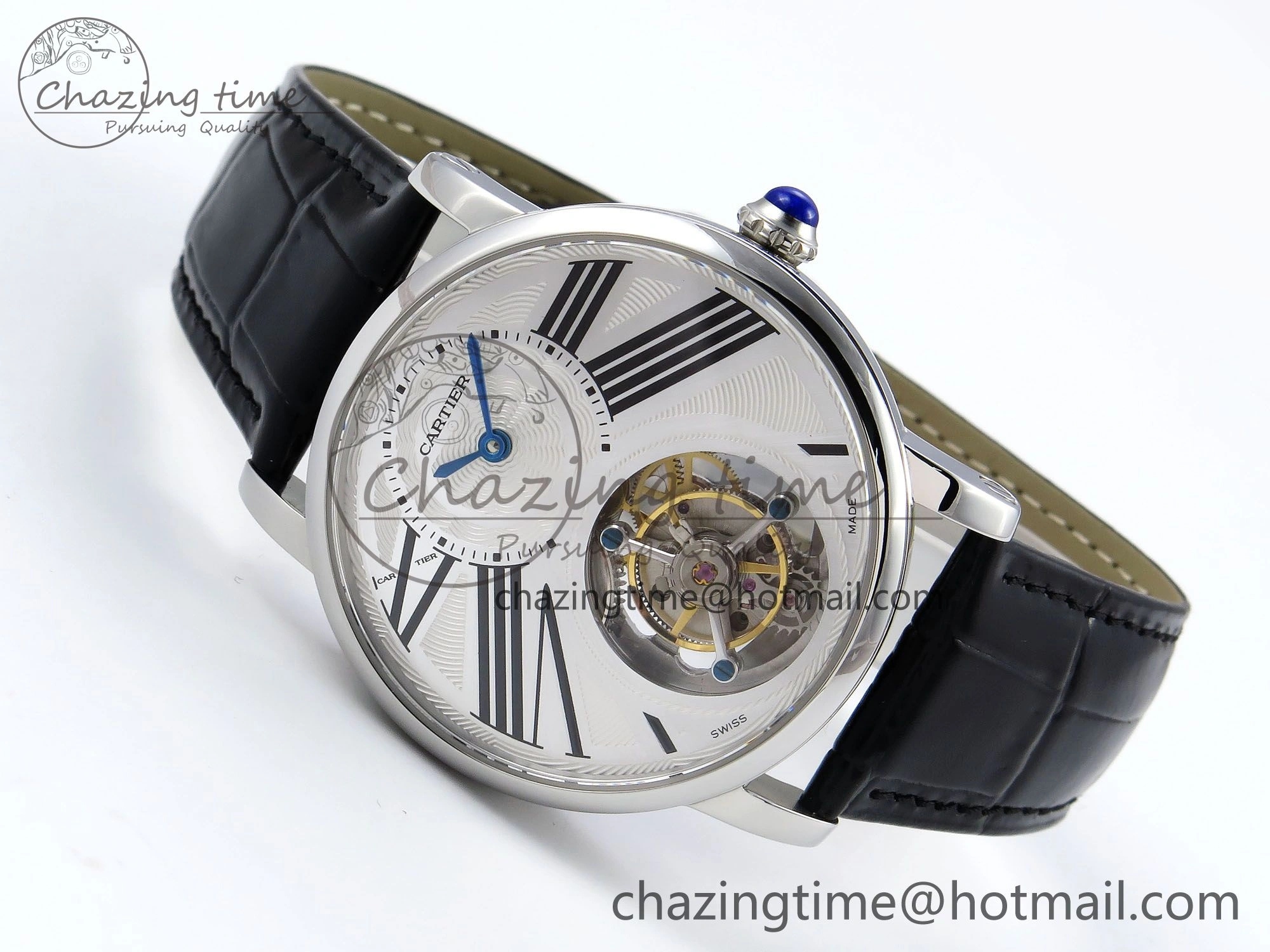 Rotonde Tourbillon SS RMSF Best Edition White Dial on Black Leather Strap