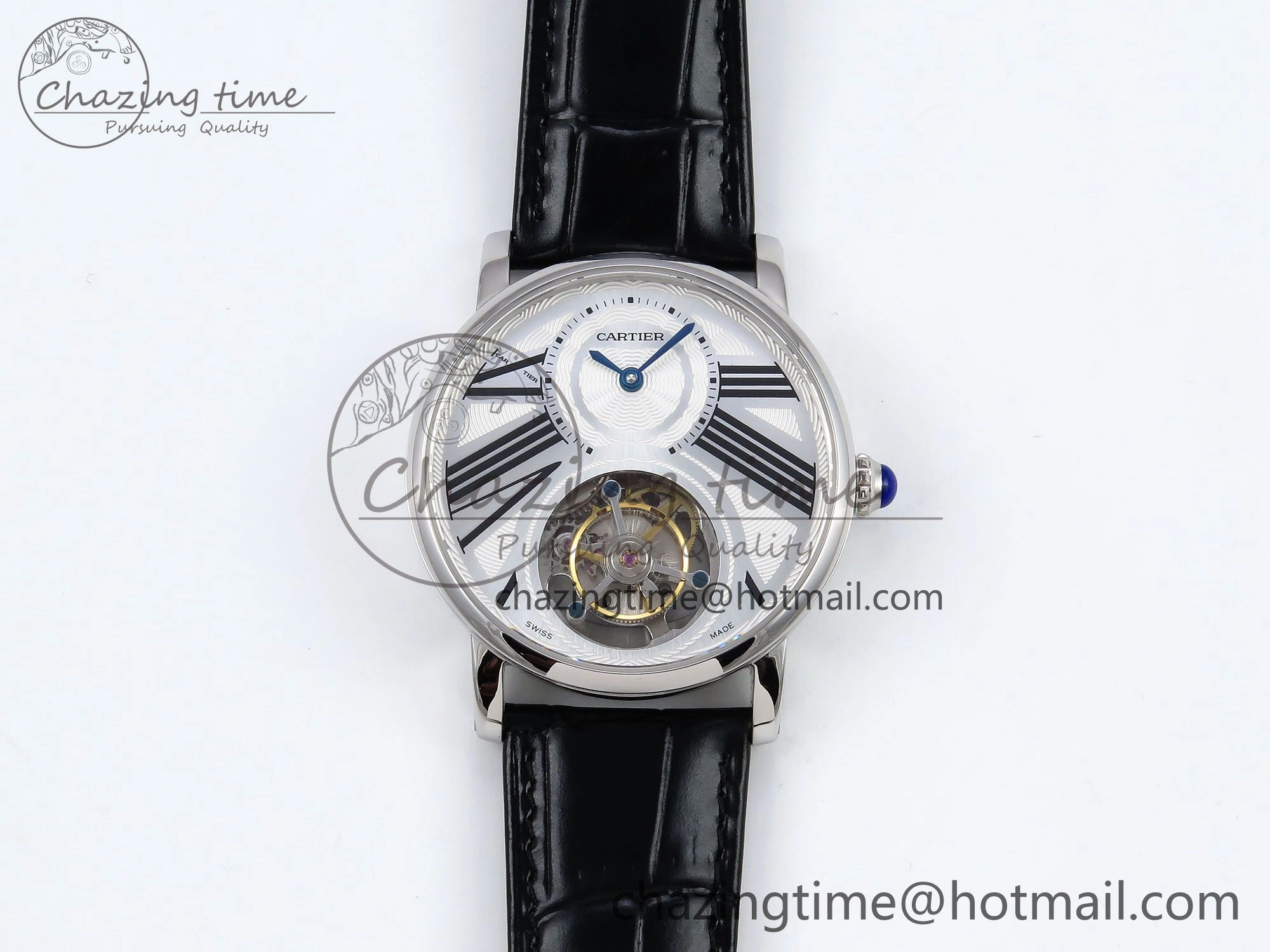 Rotonde Tourbillon SS RMSF Best Edition White Dial on Black Leather Strap