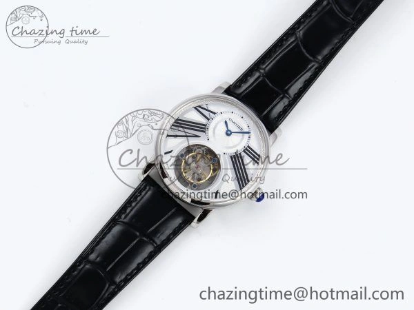 Rotonde Tourbillon SS RMSF Best Edition White Dial on Black Leather Strap
