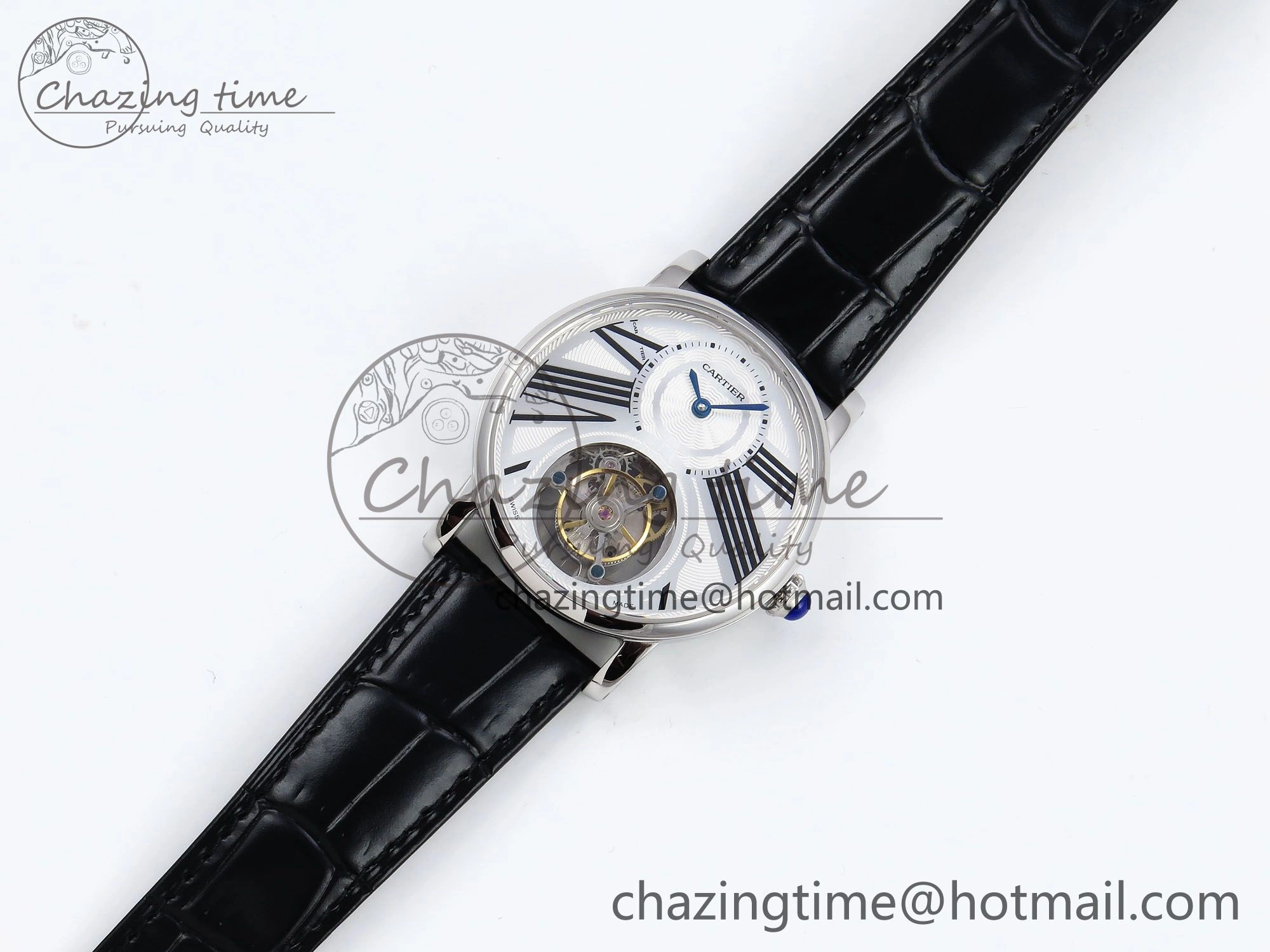 Rotonde Tourbillon SS RMSF Best Edition White Dial on Black Leather Strap