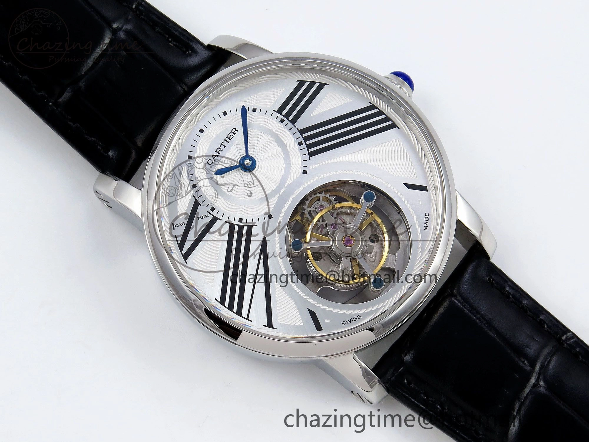 Rotonde Tourbillon SS RMSF Best Edition White Dial on Black Leather Strap