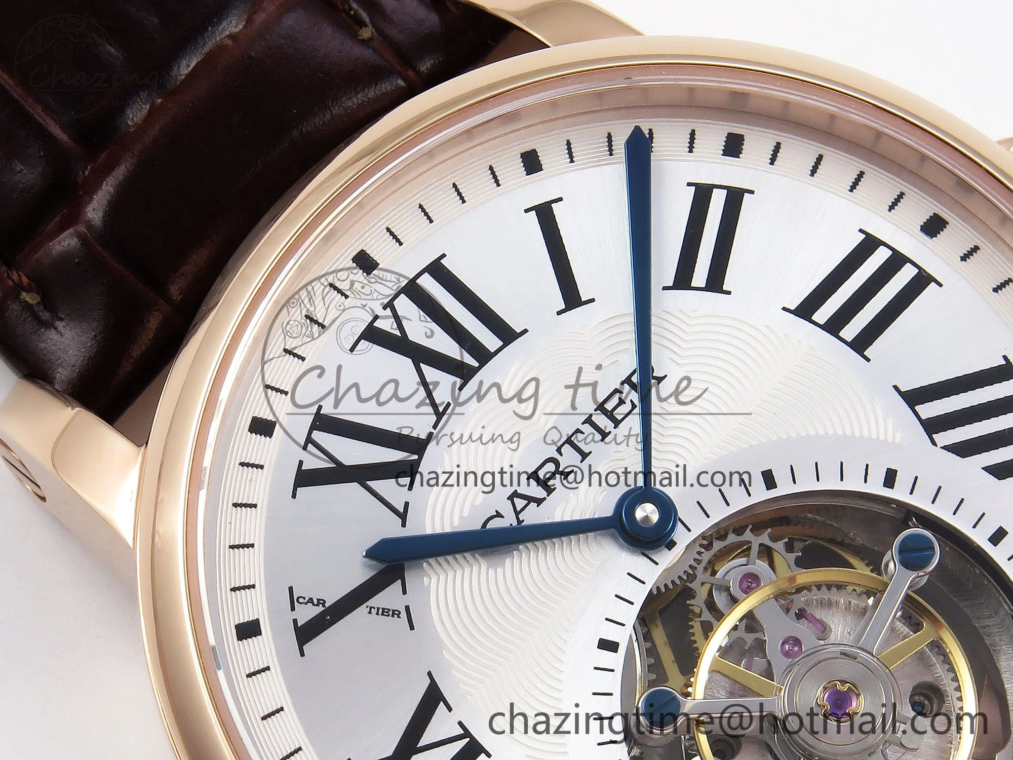 Rotonde de Cartier Flying Tourbillon RG RMS Best Edition Silver Dial on Brown Leather Strap
