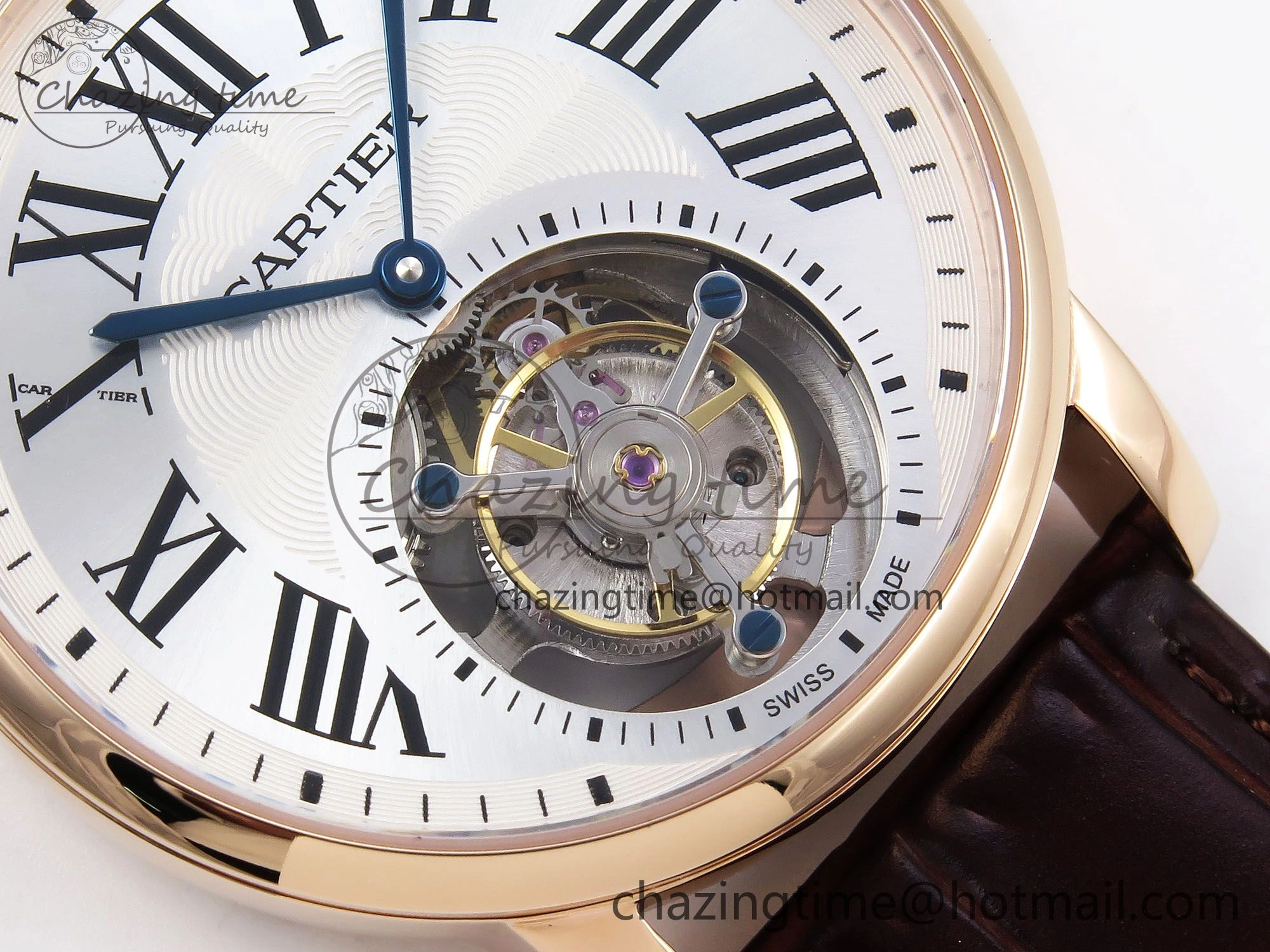 Rotonde de Cartier Flying Tourbillon RG RMS Best Edition Silver Dial on Brown Leather Strap