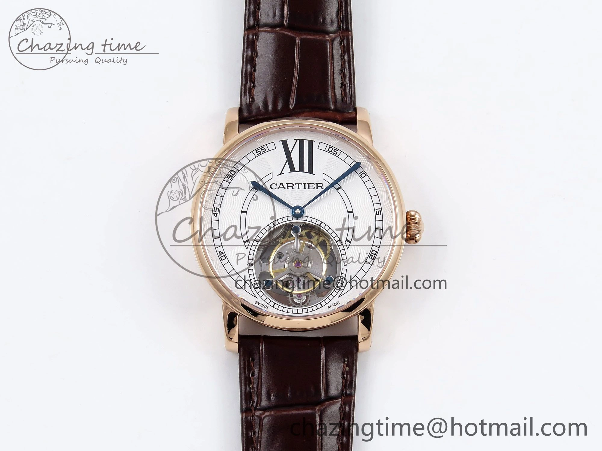 Rotonde de Cartier Flying Tourbillon RG RMS Best Edition White Numeral Dial on Brown Leather Strap