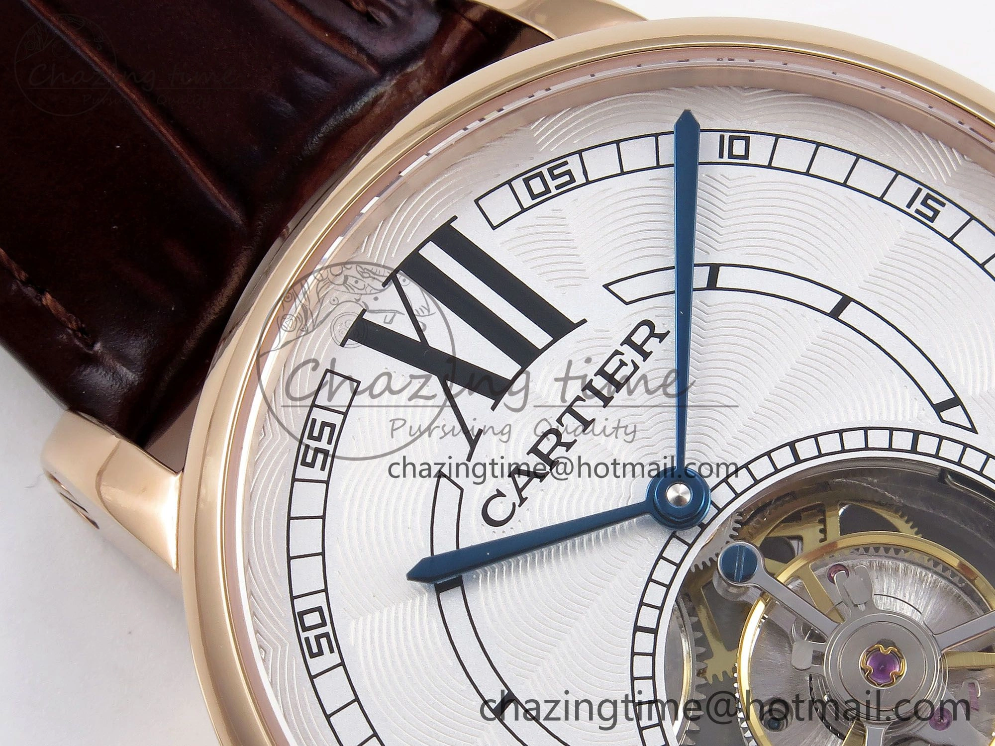 Rotonde de Cartier Flying Tourbillon RG RMS Best Edition White Numeral Dial on Brown Leather Strap