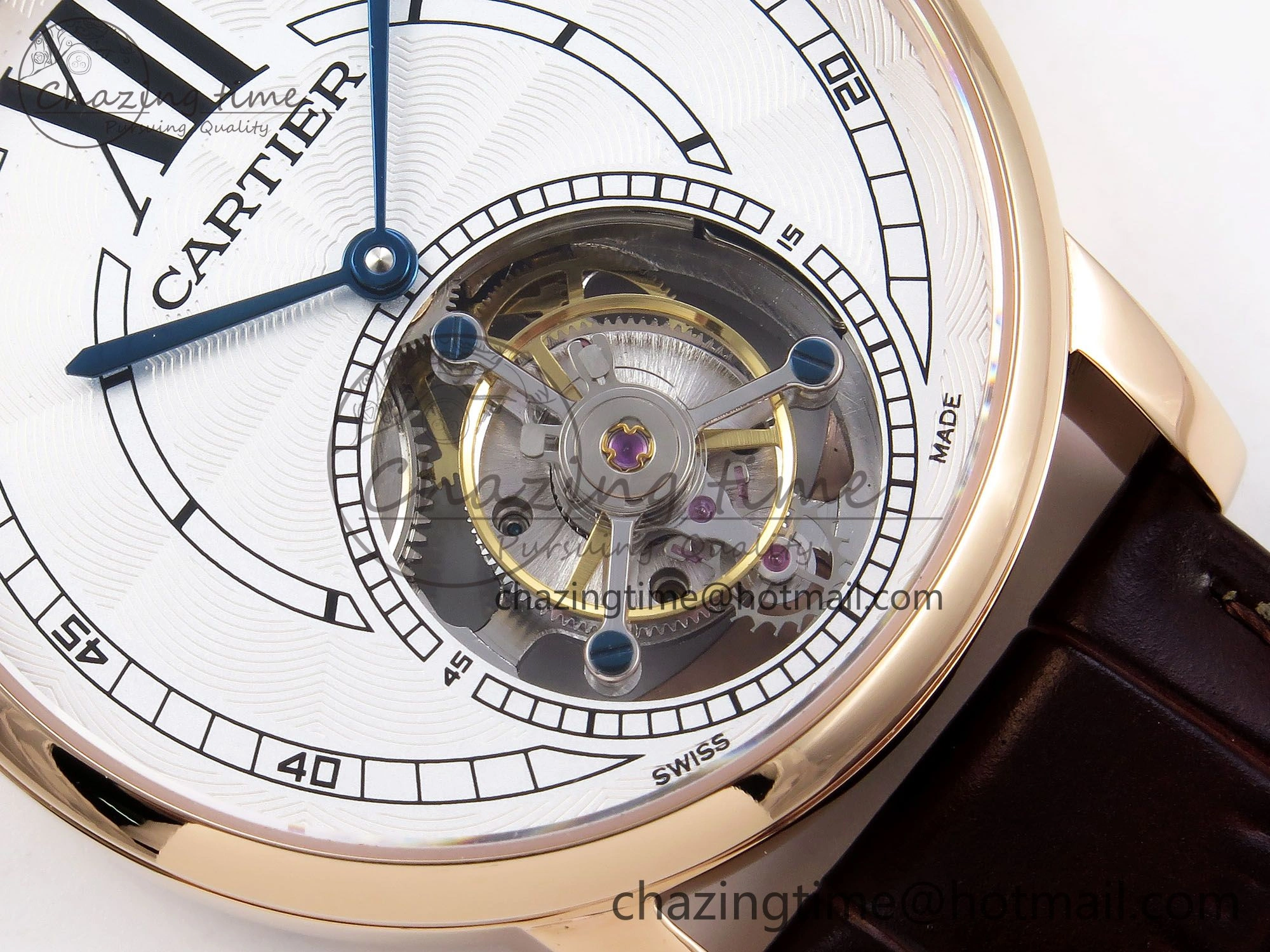 Rotonde de Cartier Flying Tourbillon RG RMS Best Edition White Numeral Dial on Brown Leather Strap