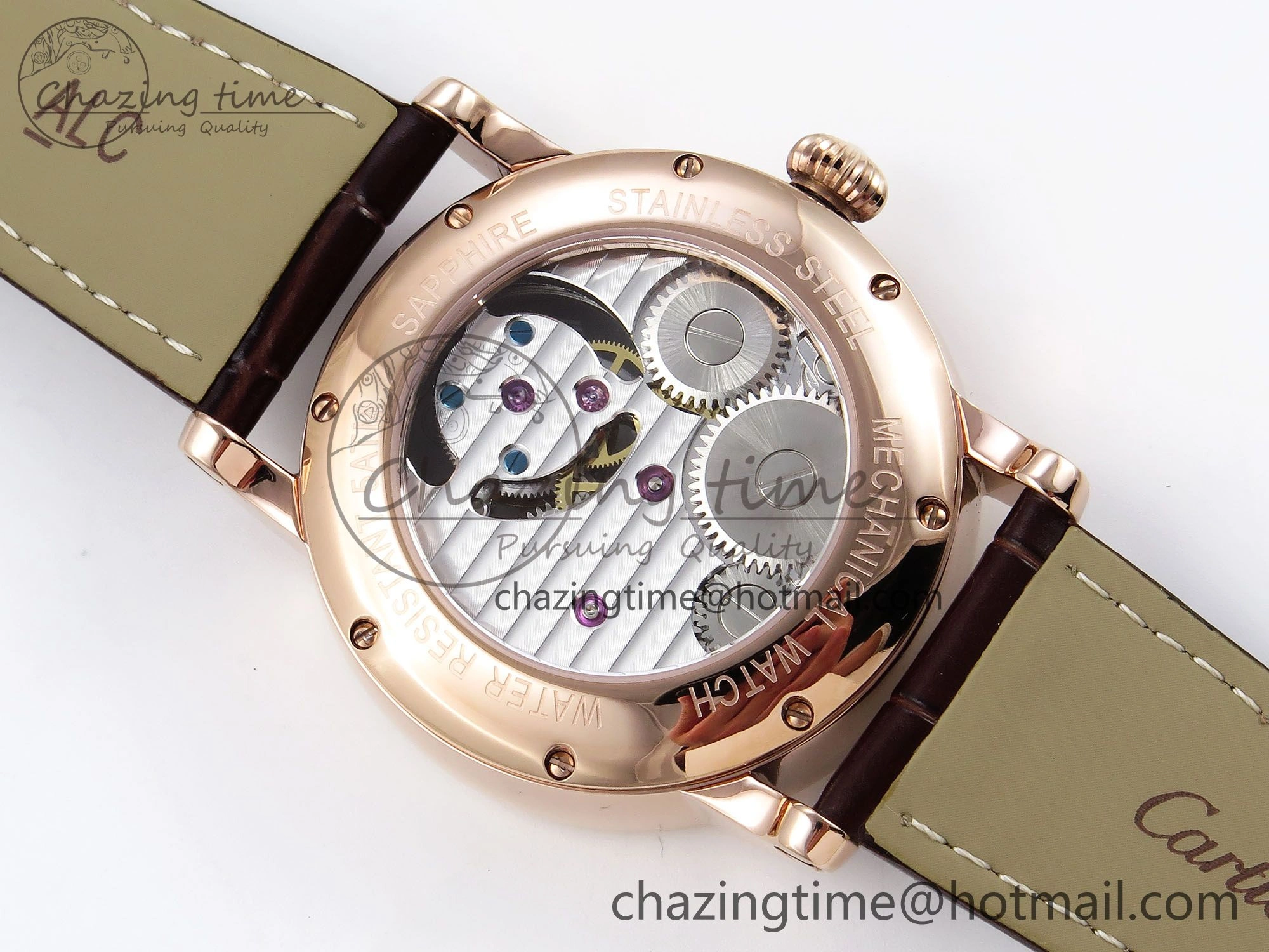 Rotonde de Cartier Flying Tourbillon RG RMS Best Edition White Numeral Dial on Brown Leather Strap