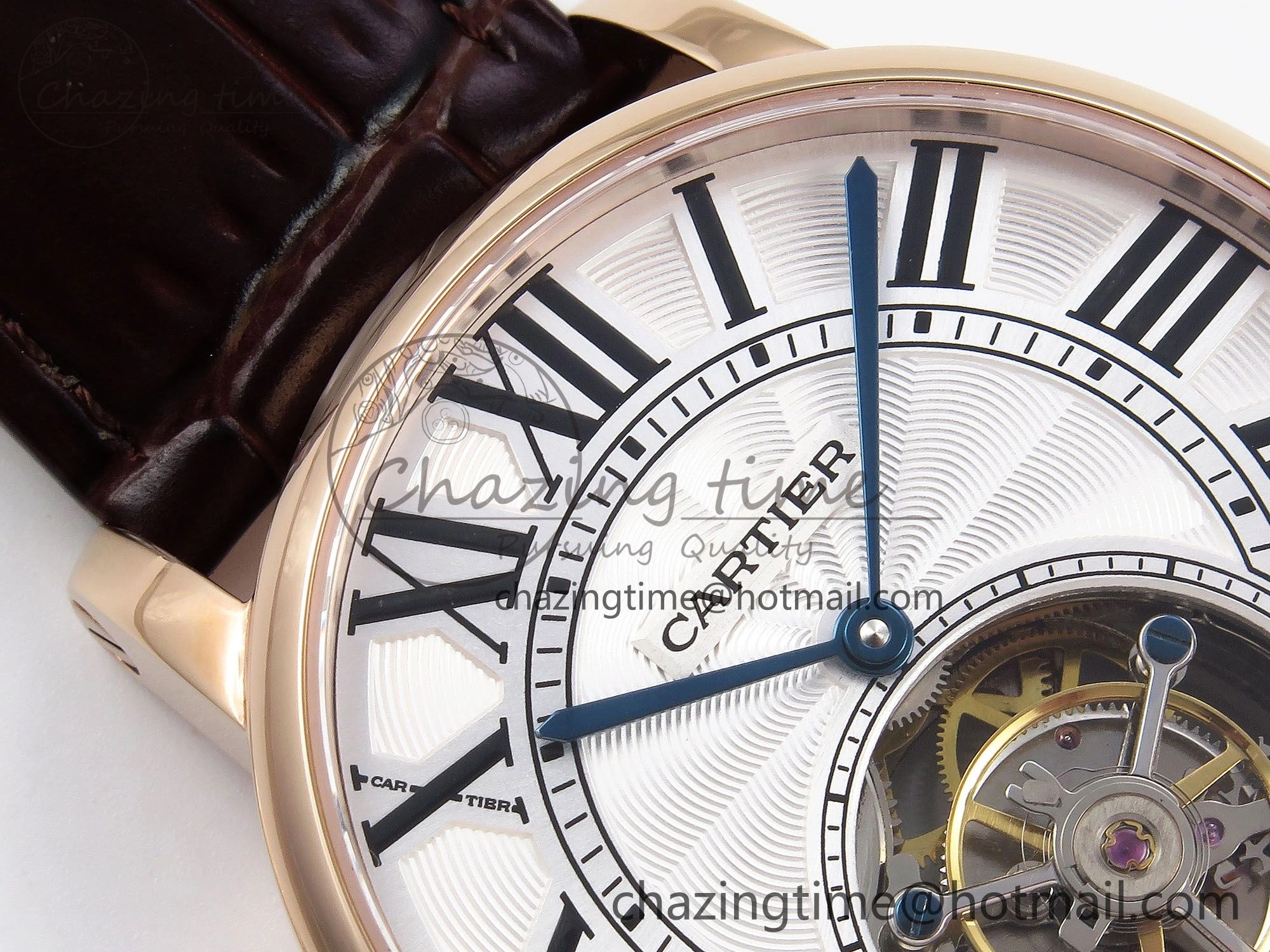 Rotonde de Cartier Flying Tourbillon RG RMS Best Edition White Roman Dial on Brown Leather Strap