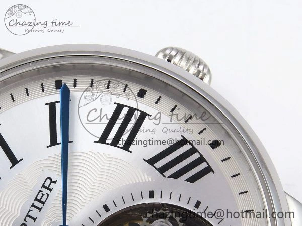 Rotonde de Cartier Flying Tourbillon SS RMS Best Edition Silver Dial on Black Leather Strap