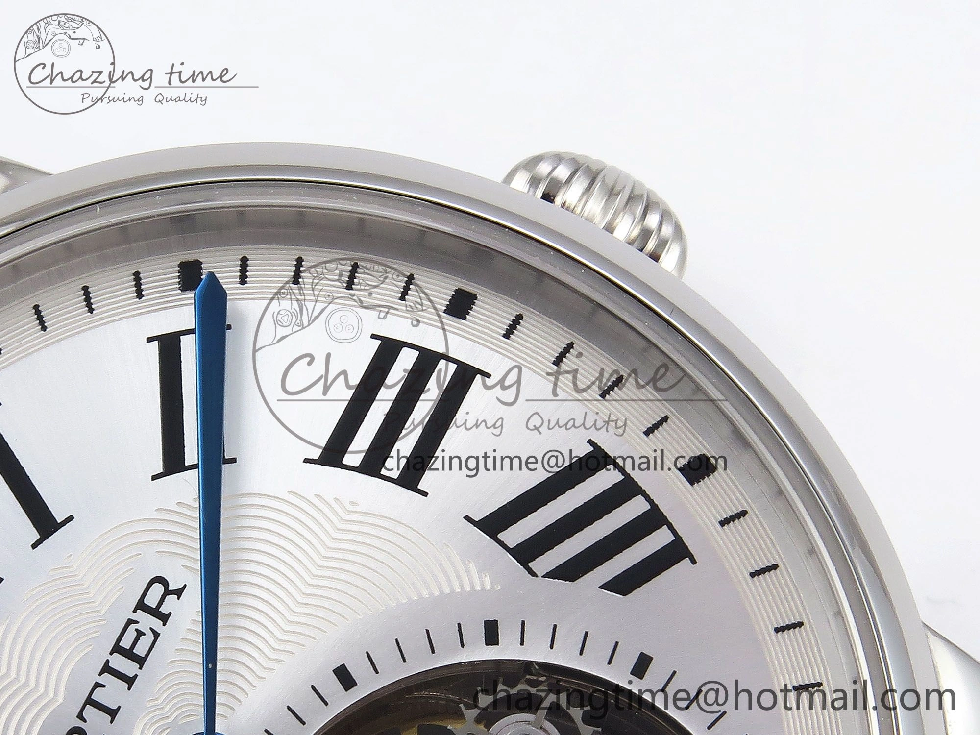 Rotonde de Cartier Flying Tourbillon SS RMS Best Edition Silver Dial on Black Leather Strap