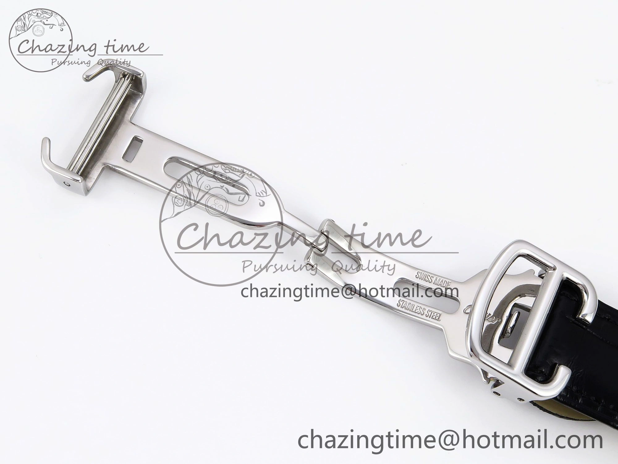 Rotonde de Cartier Flying Tourbillon SS RMS Best Edition White Numeral Dial on Black Leather Strap