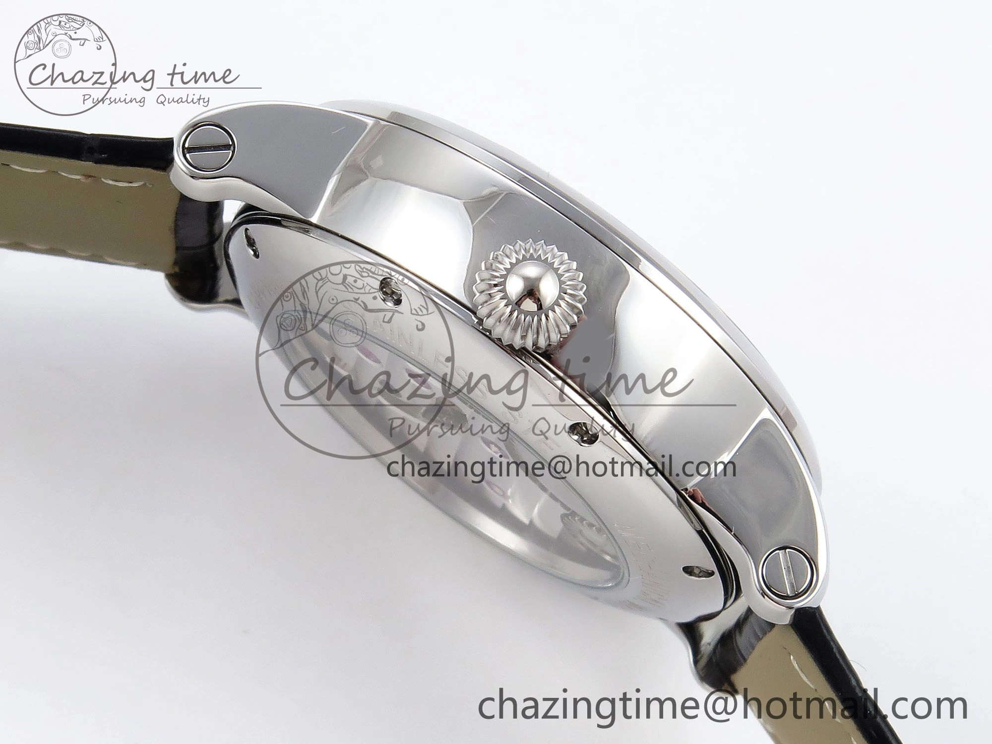 Rotonde de Cartier Flying Tourbillon SS RMS Best Edition White Numeral Dial on Black Leather Strap