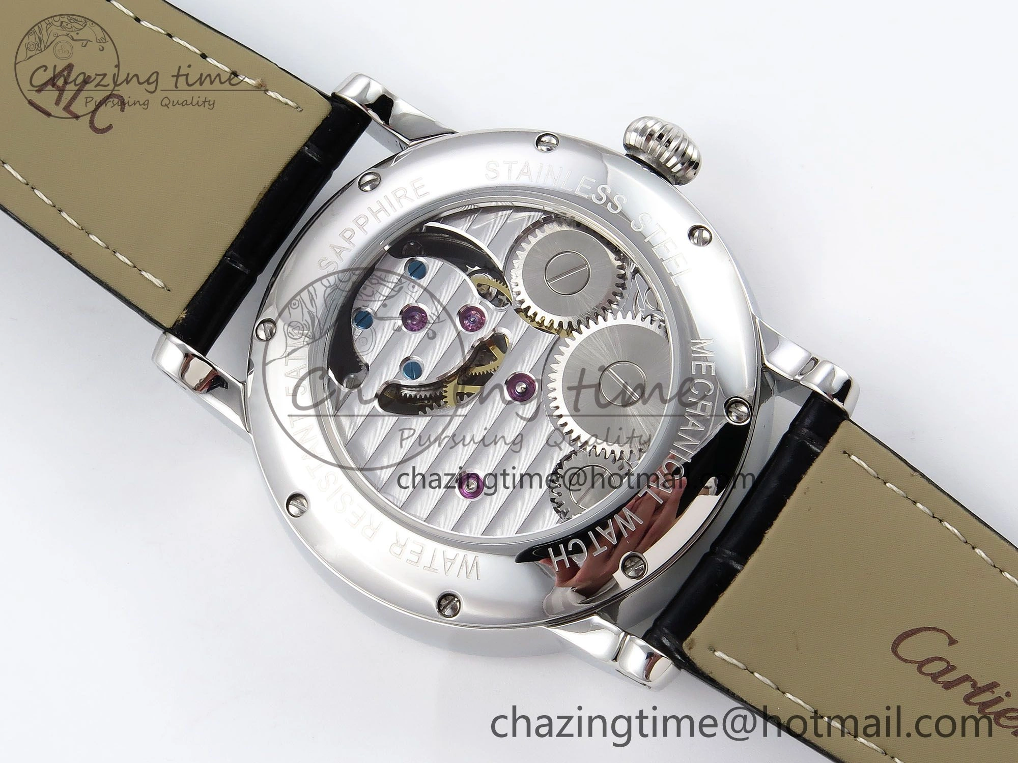 Rotonde de Cartier Flying Tourbillon SS RMS Best Edition White Numeral Dial on Black Leather Strap