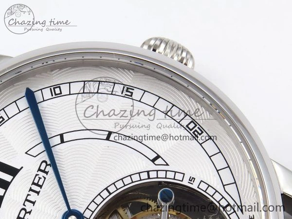 Rotonde de Cartier Flying Tourbillon SS RMS Best Edition White Numeral Dial on Black Leather Strap