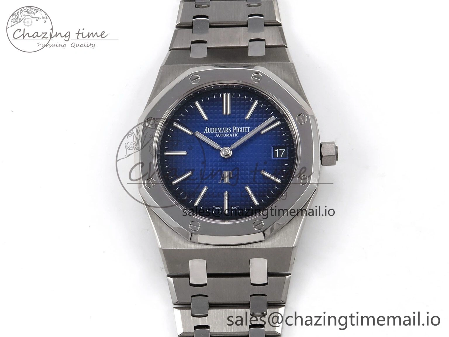 Royal Oak 15202IP SS ZF 1:1 Best Edition Blue Textured Dial on SS Bracelet A2121 Super Clone V2