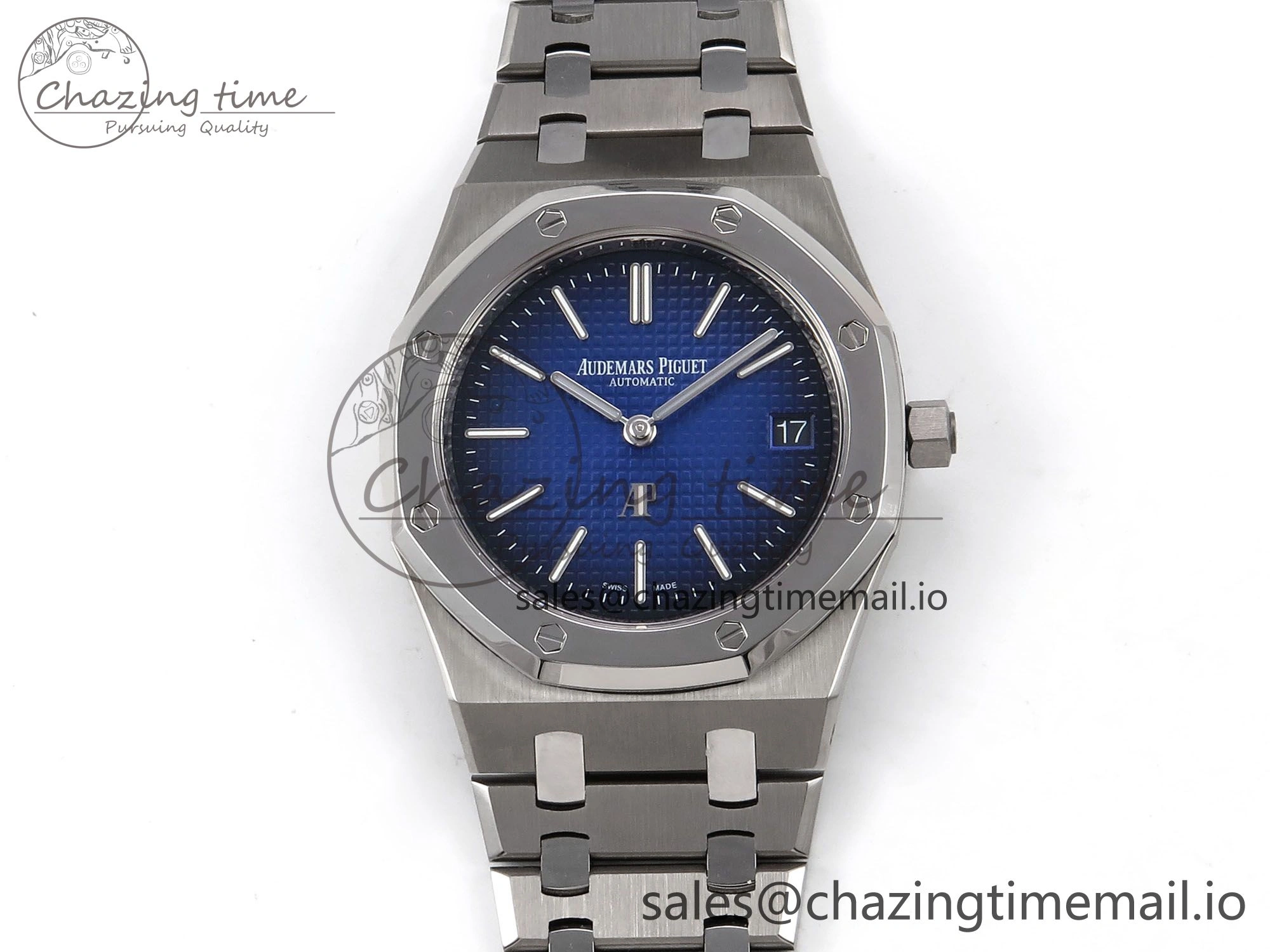 Royal Oak 15202IP SS ZF 1:1 Best Edition Blue Textured Dial on SS Bracelet A2121 Super Clone V2