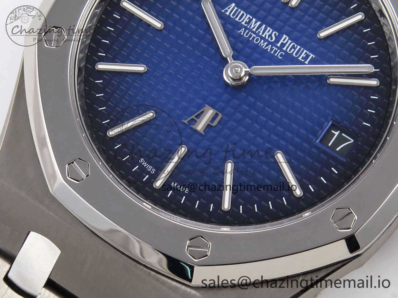 Royal Oak 15202IP SS ZF 1:1 Best Edition Blue Textured Dial on SS Bracelet A2121 Super Clone V2