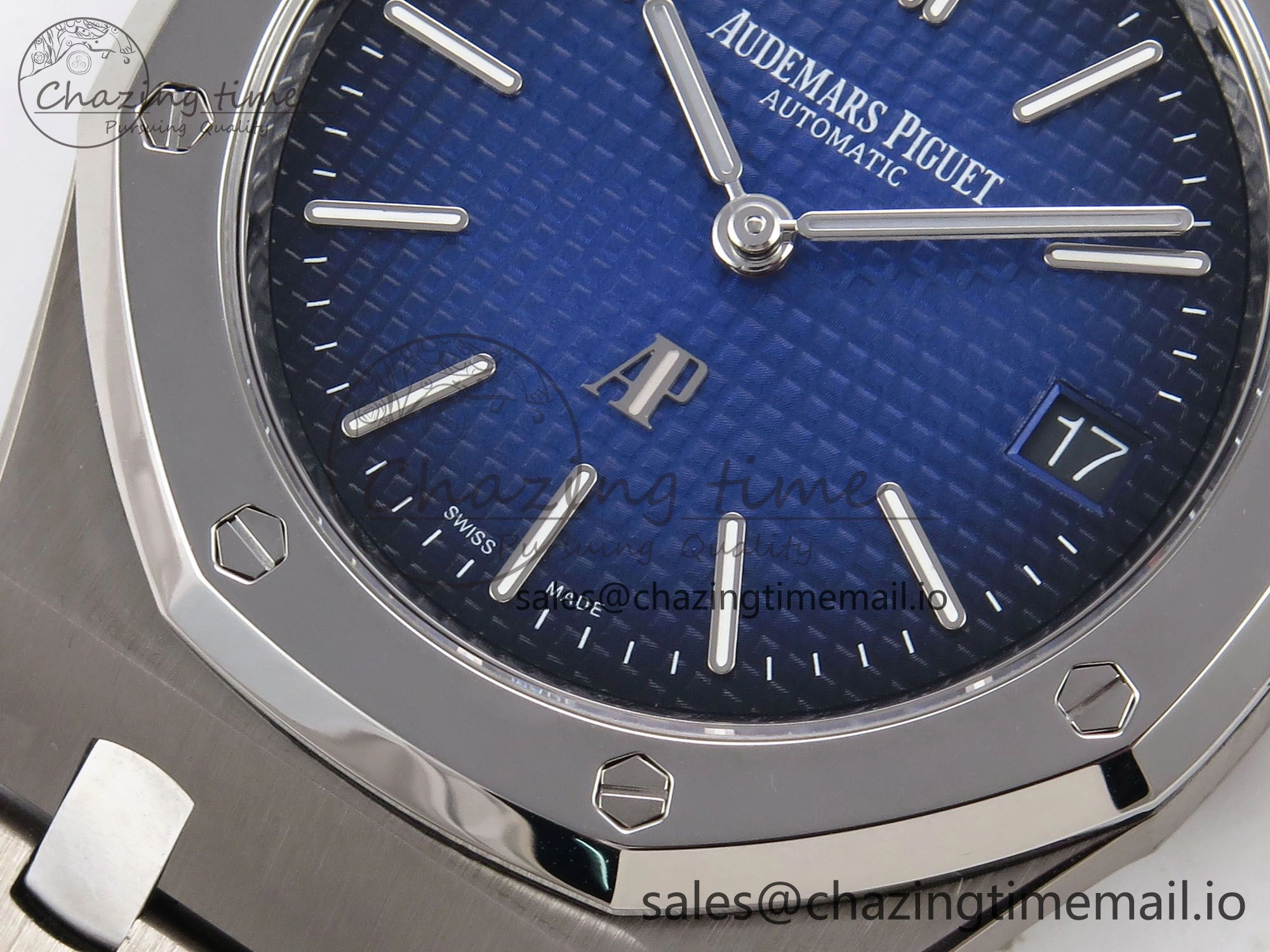 Royal Oak 15202IP SS ZF 1:1 Best Edition Blue Textured Dial on SS Bracelet A2121 Super Clone V2