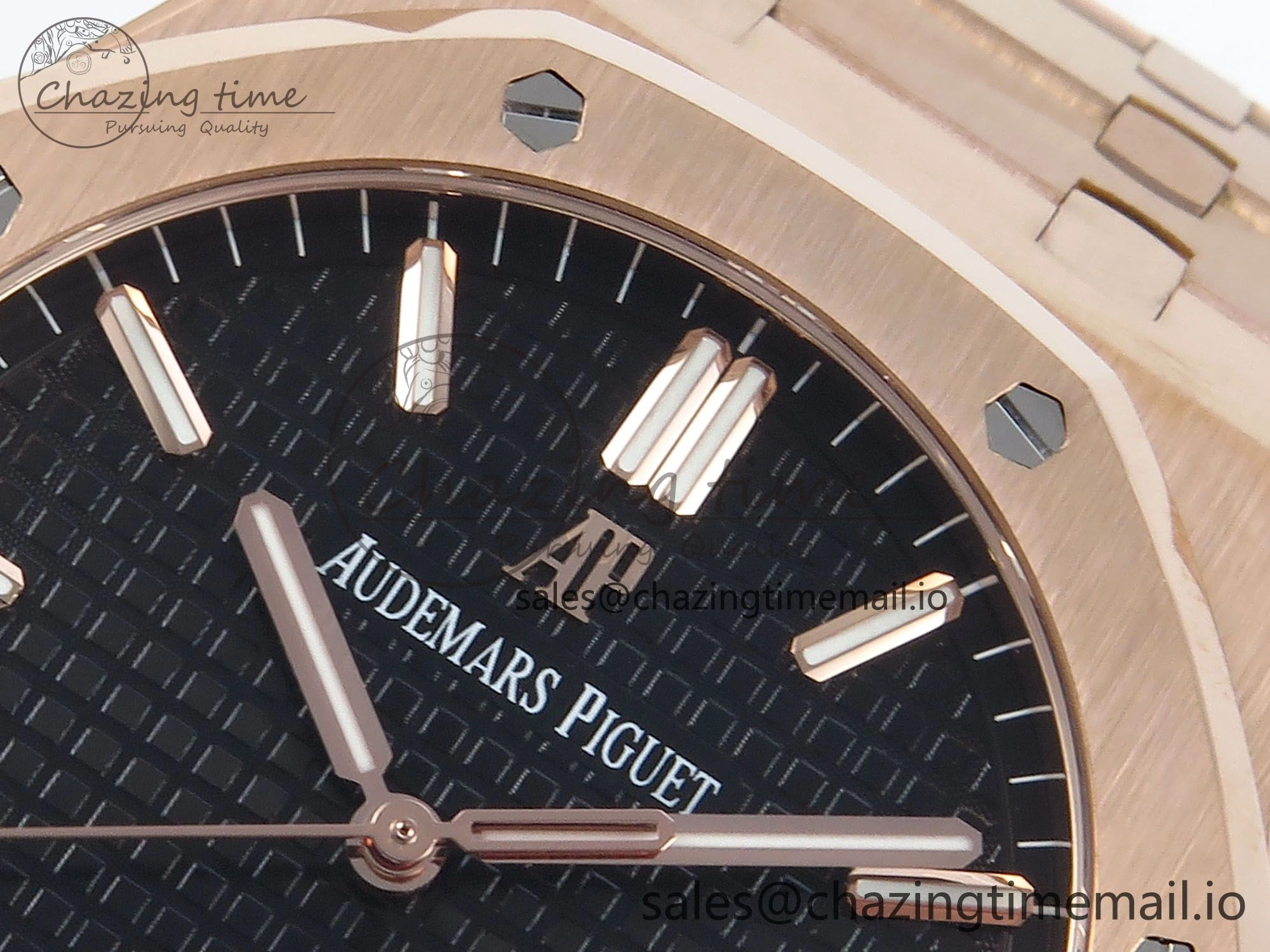 Royal Oak 15500 RG APSF 1:1 Best Edition Black Dial on RG Bracelet SA4302 Super Clone V2 (SW Dial)