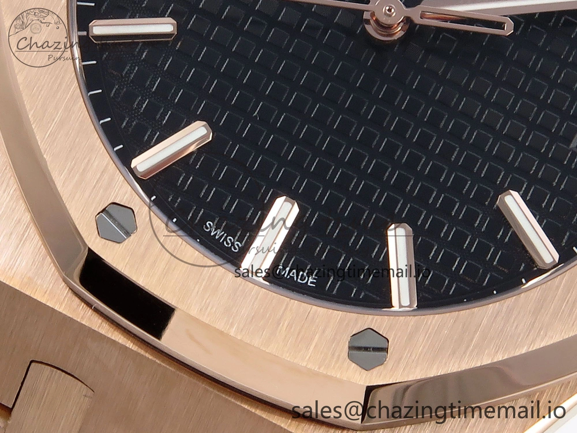 Royal Oak 15500 RG APSF 1:1 Best Edition Black Dial on RG Bracelet SA4302 Super Clone V2 (SW Dial)