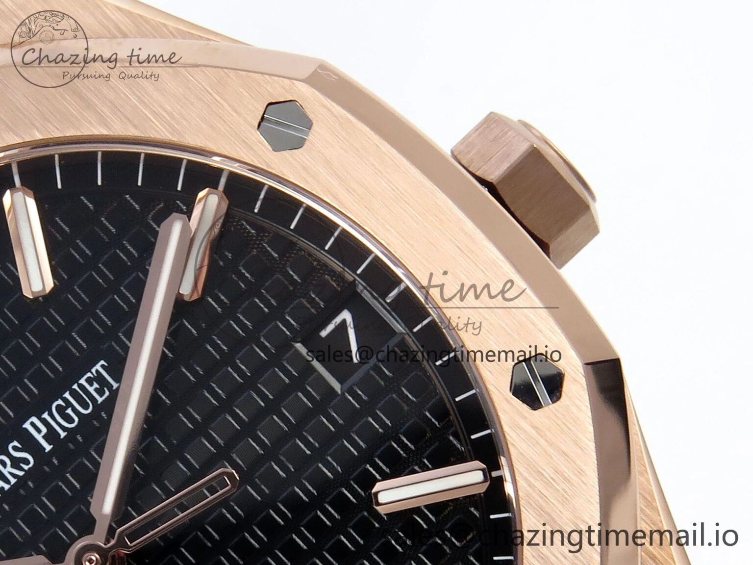 Royal Oak 15500 RG APSF 1:1 Best Edition Black Dial on RG Bracelet SA4302 Super Clone V2 (SW Dial)