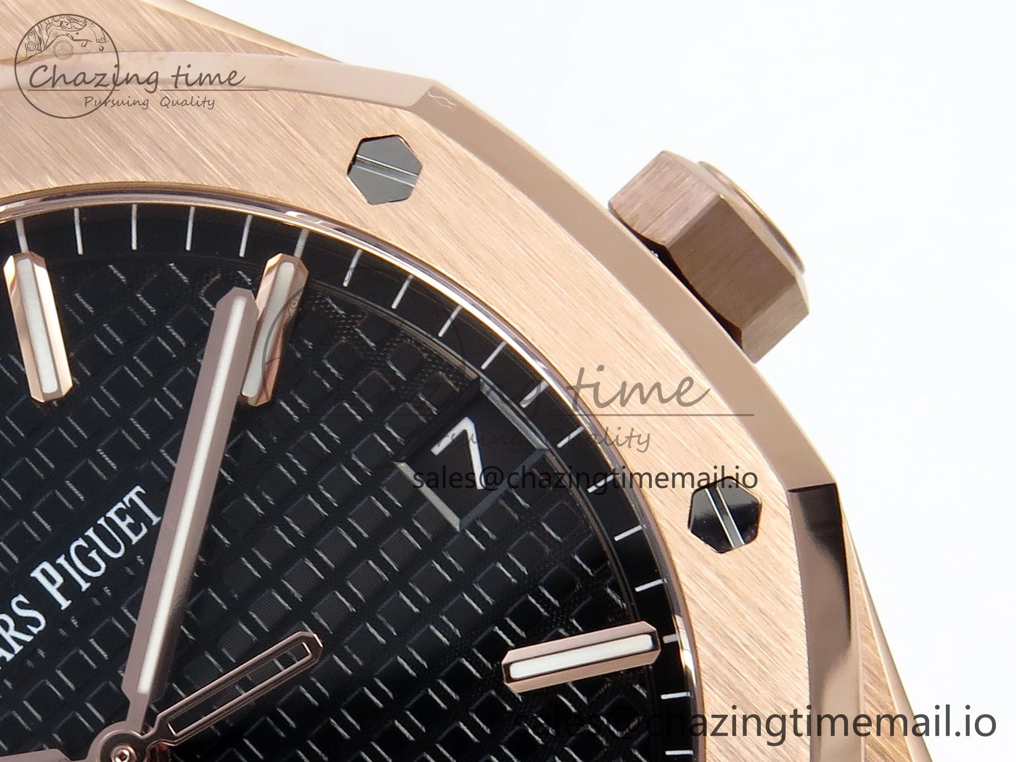 Royal Oak 15500 RG APSF 1:1 Best Edition Black Dial on RG Bracelet SA4302 Super Clone V2 (SW Dial)