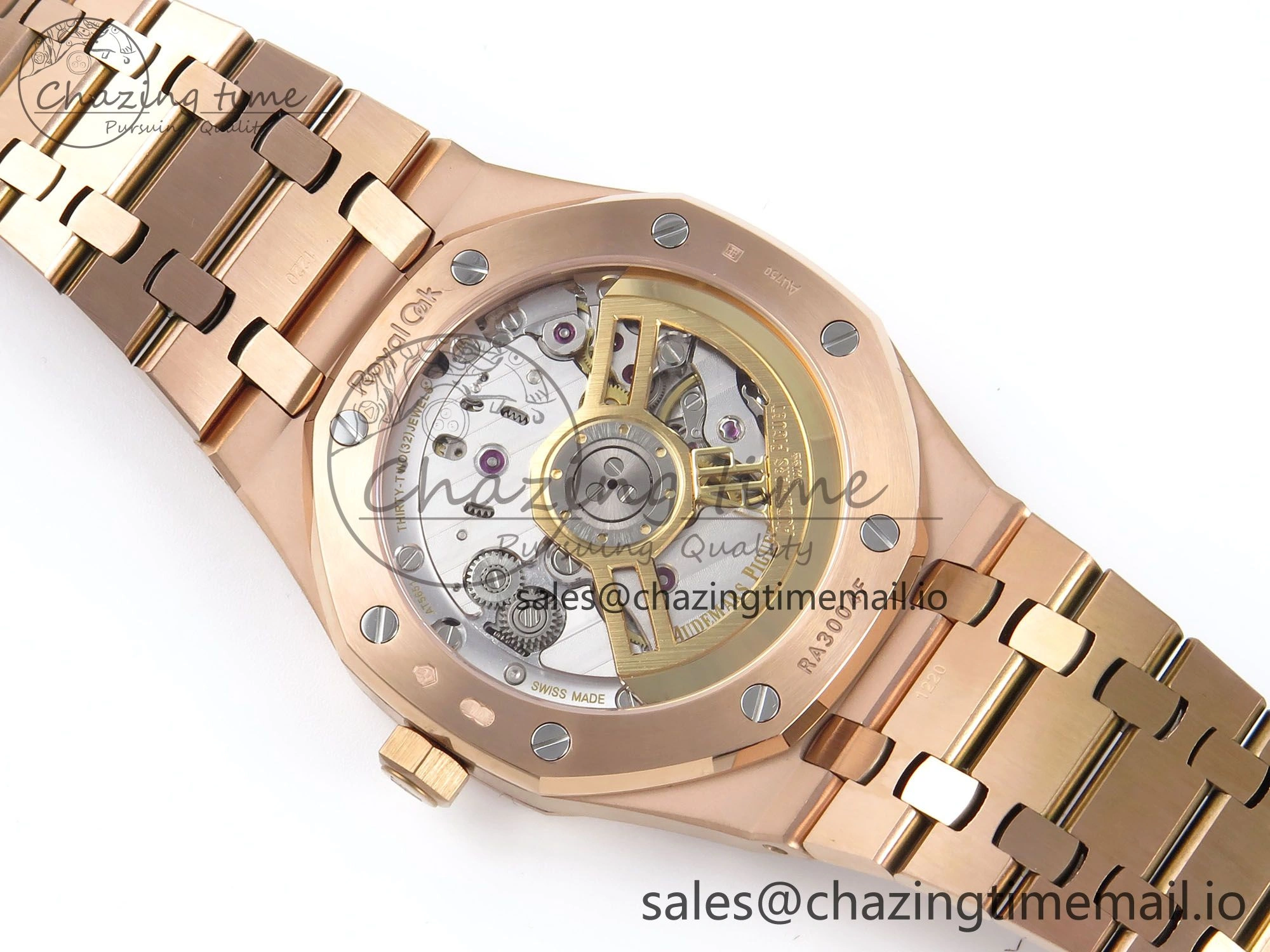 Royal Oak 15500 RG APSF 1:1 Best Edition Black Dial on RG Bracelet SA4302 Super Clone V2 (SW Dial)