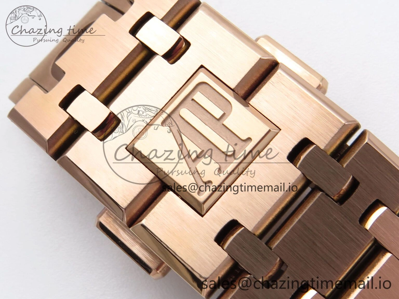 Royal Oak 15500 RG APSF 1:1 Best Edition Black Dial on RG Bracelet SA4302 Super Clone V2 (SW Dial)