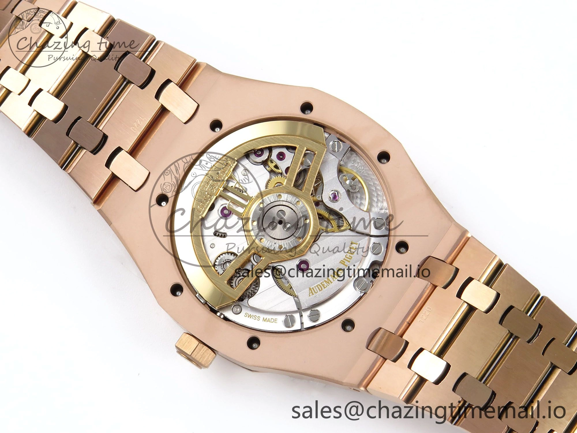 Royal Oak 15500 RG APSF 1:1 Best Edition Black Dial on RG Bracelet SA4302 Super Clone V2 (SW Dial)