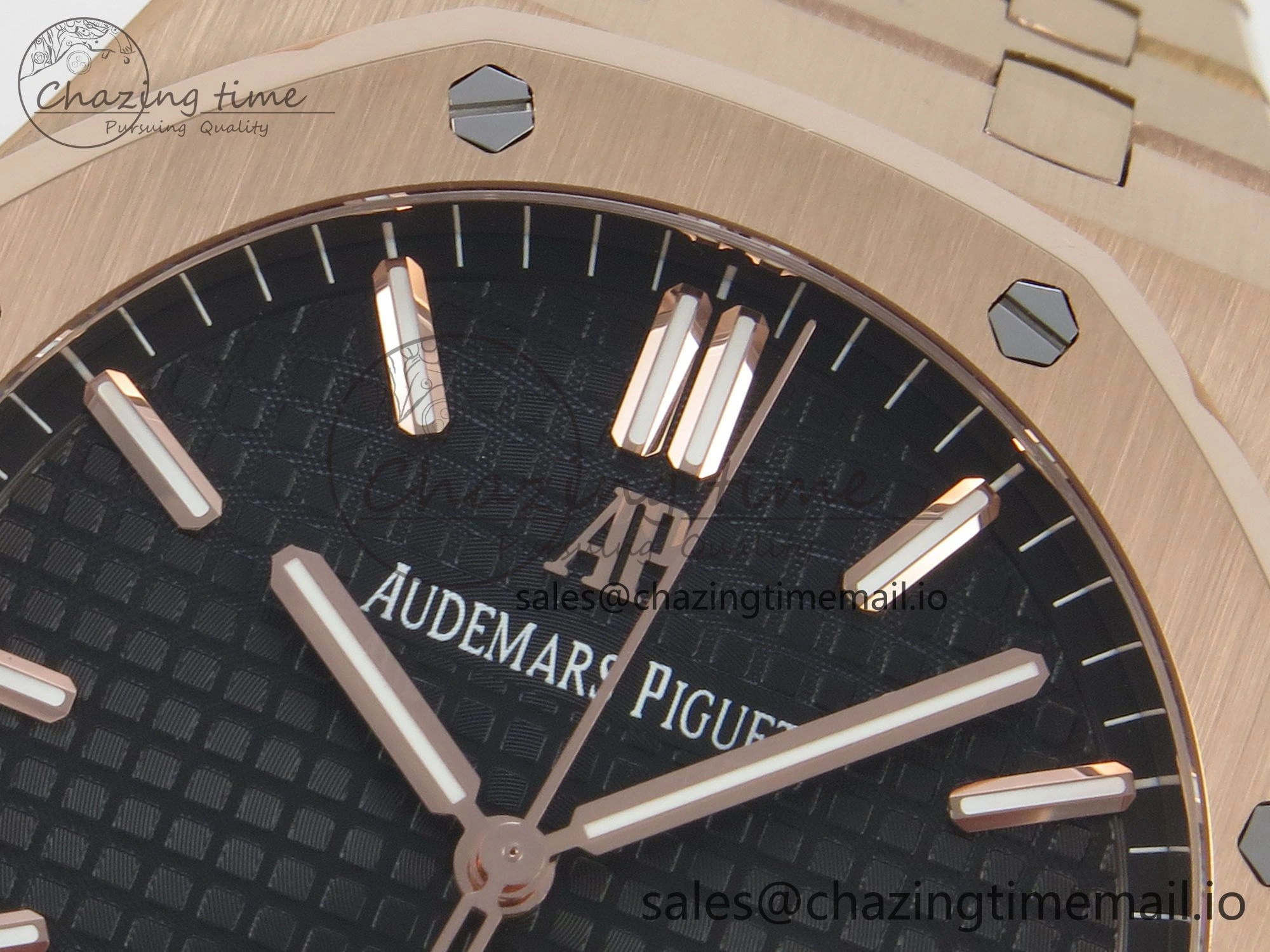 Royal Oak 15500 RG TWSF Best Edition Black Textured Dial on RG Bracelet SA4302 Super Clone