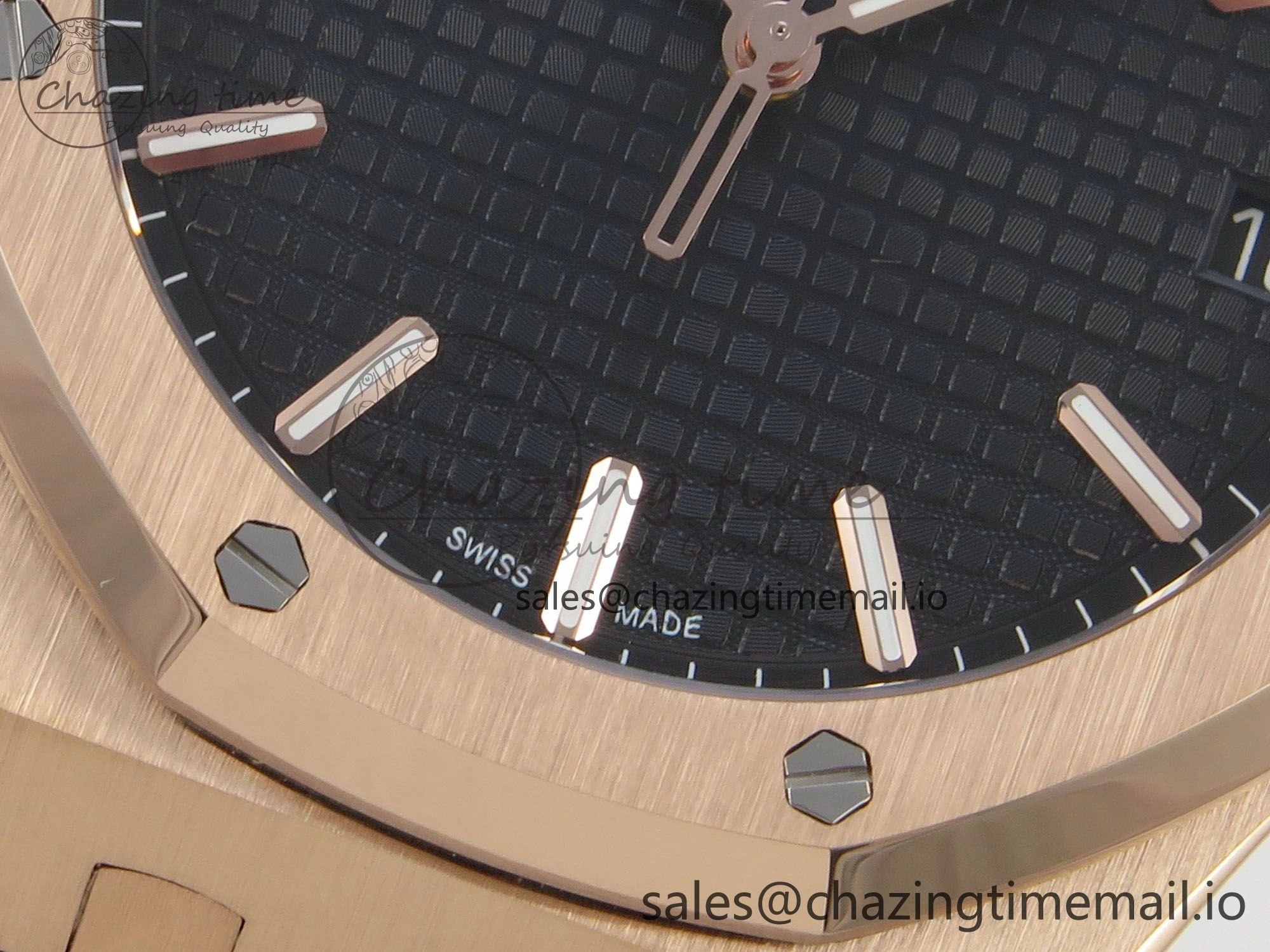 Royal Oak 15500 RG TWSF Best Edition Black Textured Dial on RG Bracelet SA4302 Super Clone