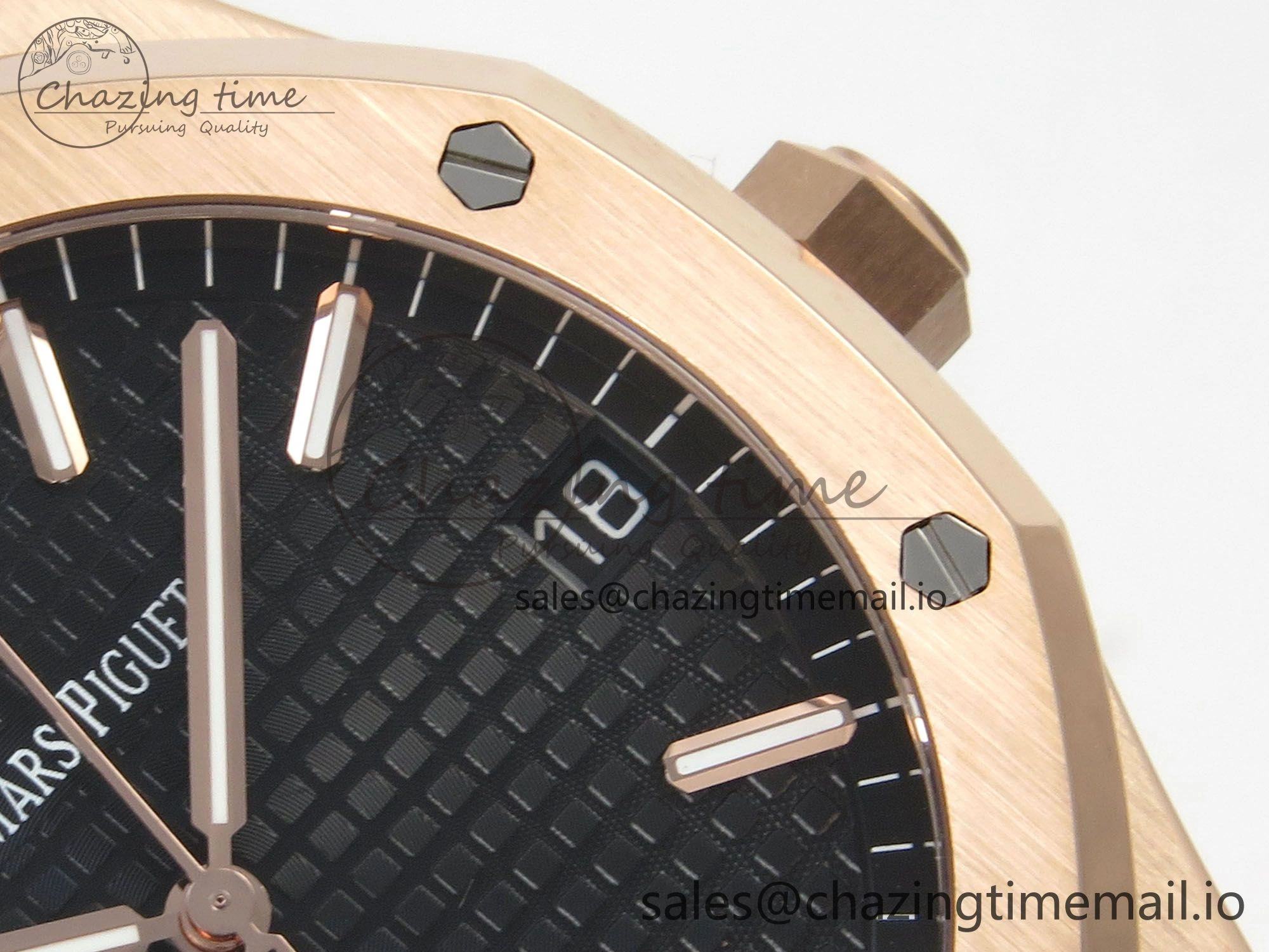 Royal Oak 15500 RG TWSF Best Edition Black Textured Dial on RG Bracelet SA4302 Super Clone