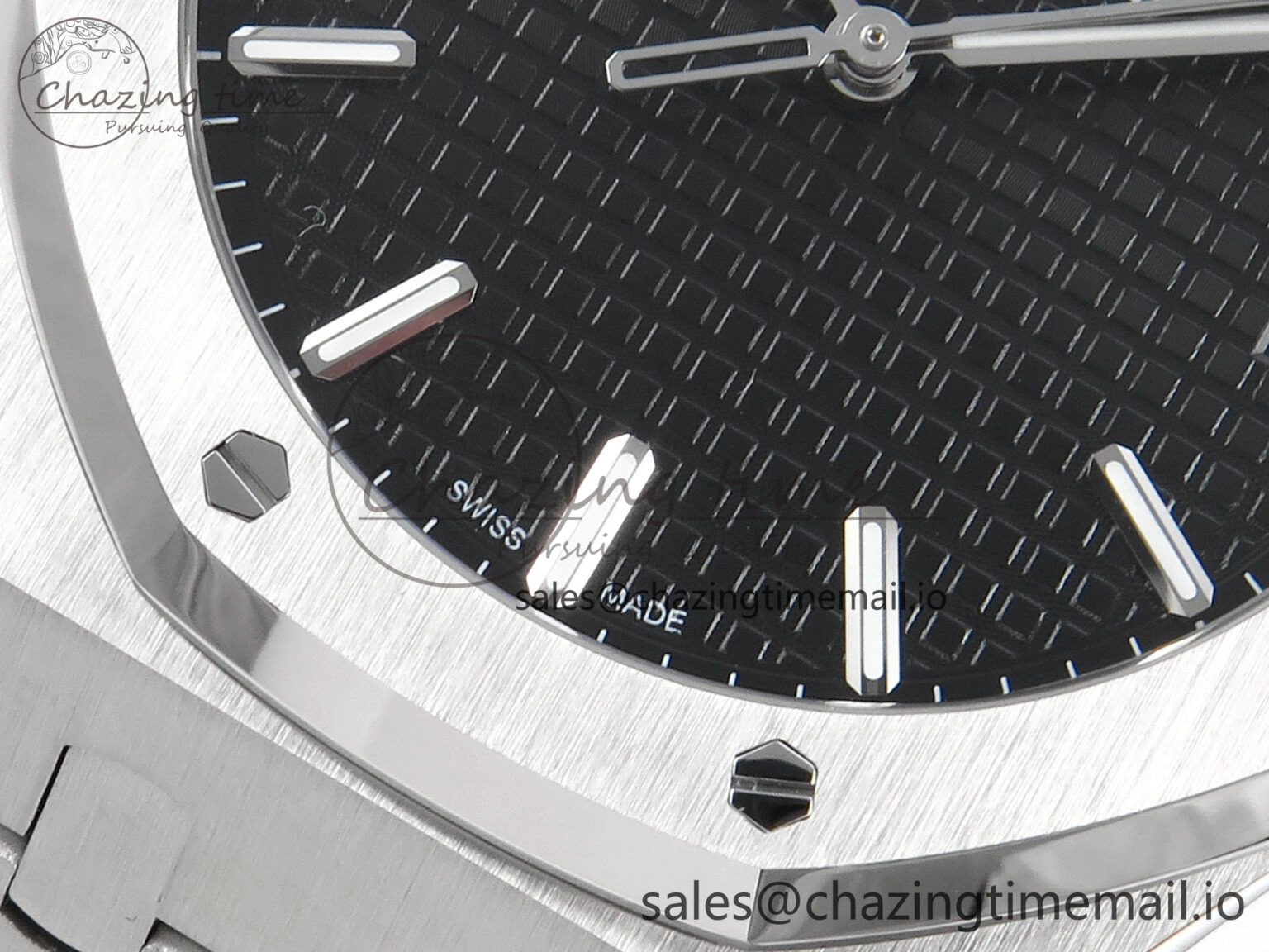 Royal Oak 15500 SS APSF 1:1 Best Edition Black Dial on SS Bracelet SA4302 Super Clone V2 (SW Dial)