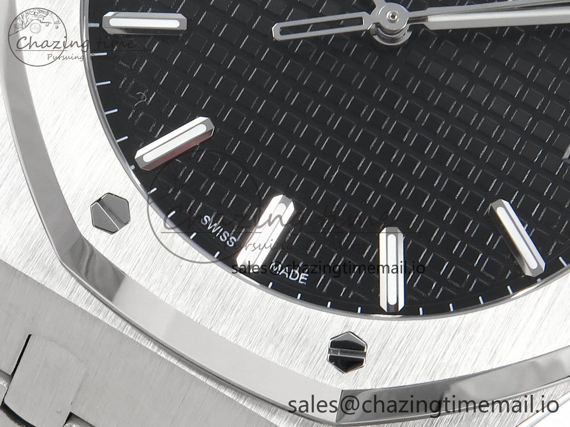 Royal Oak 15500 SS APSF 1:1 Best Edition Black Dial on SS Bracelet SA4302 Super Clone V2 (SW Dial)
