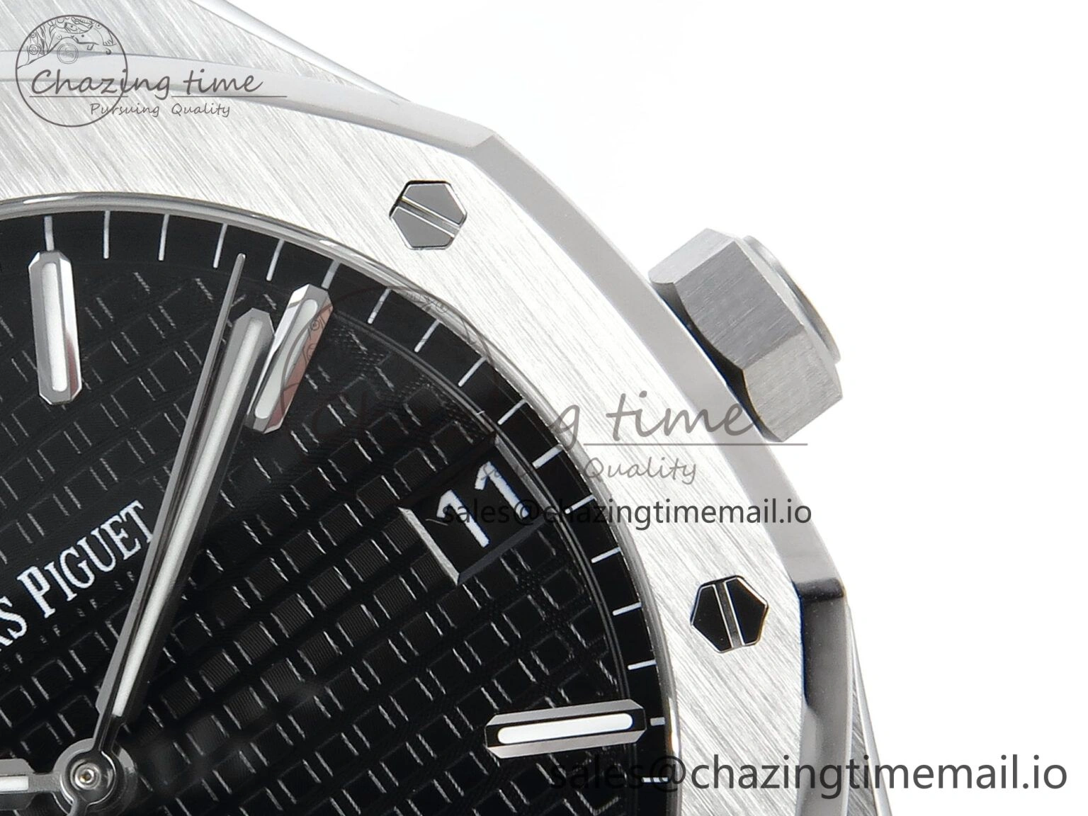 Royal Oak 15500 SS APSF 1:1 Best Edition Black Dial on SS Bracelet SA4302 Super Clone V2 (SW Dial)