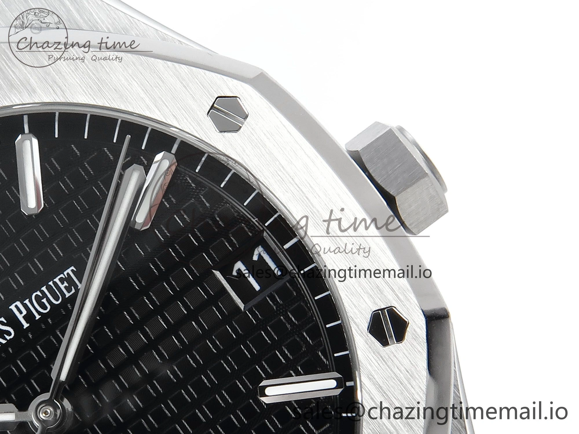 Royal Oak 15500 SS APSF 1:1 Best Edition Black Dial on SS Bracelet SA4302 Super Clone V2 (SW Dial)