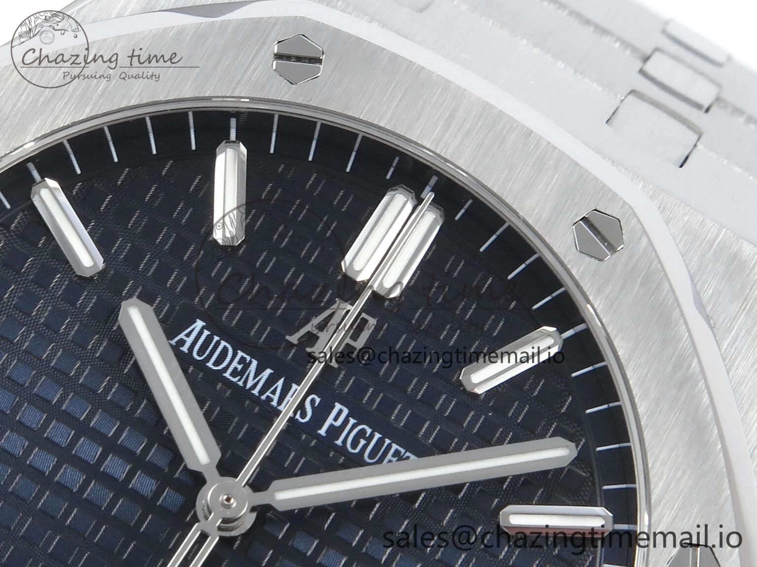 Royal Oak 15500 SS APSF 1:1 Best Edition Blue Dial on SS Bracelet SA4302 Super Clone V2 (SW Dial)