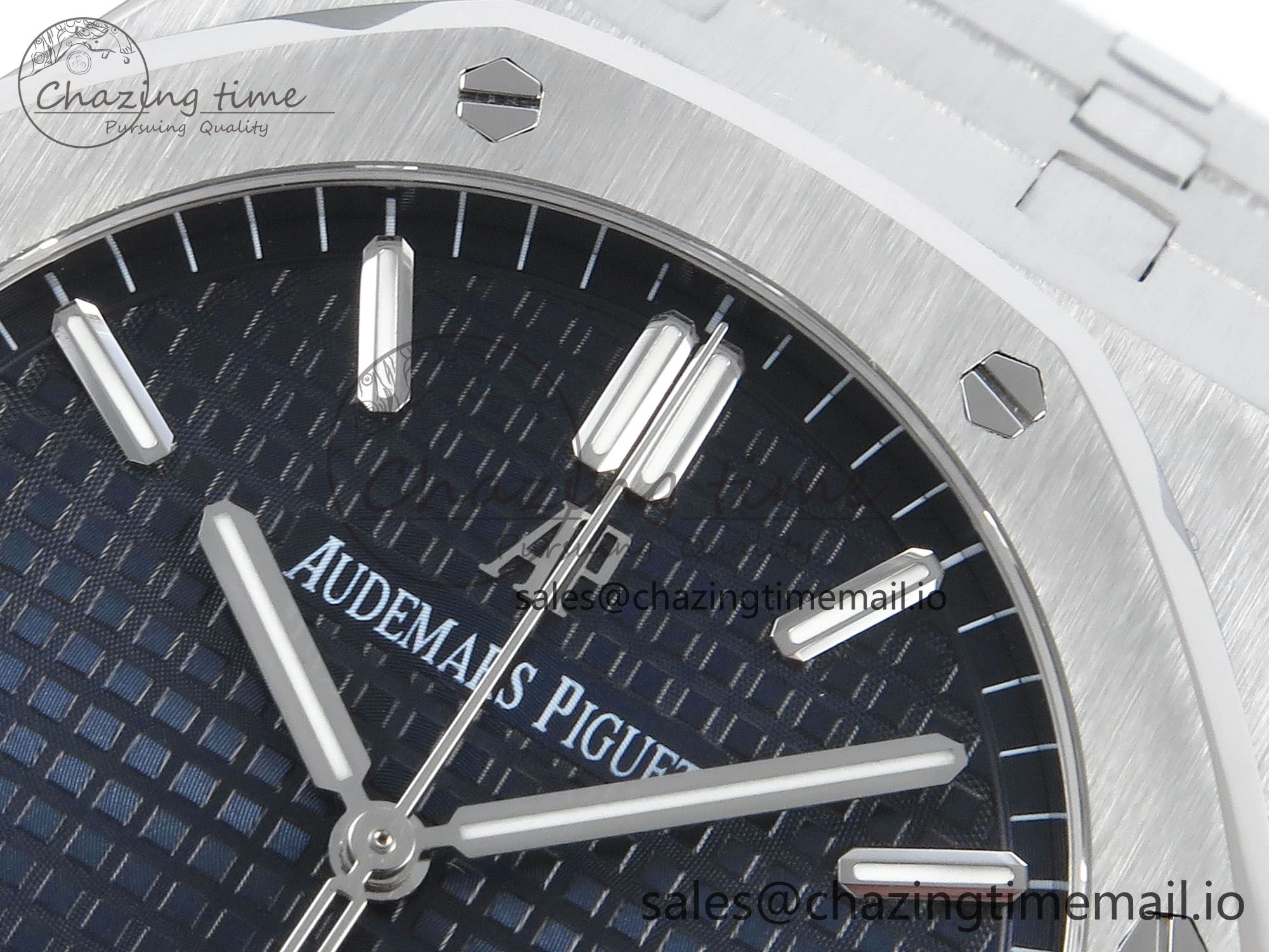 Royal Oak 15500 SS APSF 1:1 Best Edition Blue Dial on SS Bracelet SA4302 Super Clone V2 (SW Dial)