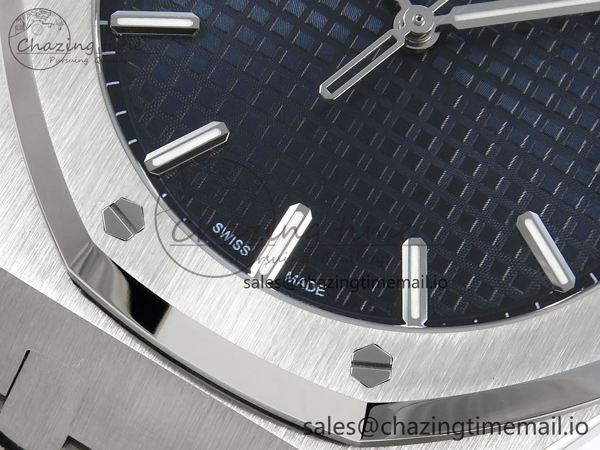Royal Oak 15500 SS APSF 1:1 Best Edition Blue Dial on SS Bracelet SA4302 Super Clone V2 (SW Dial)