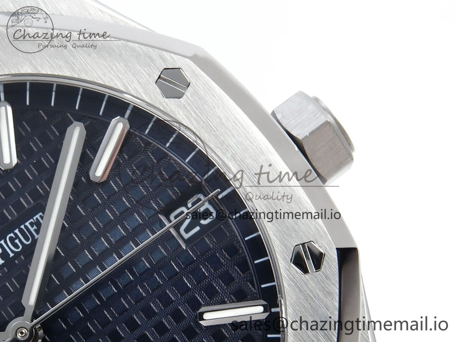 Royal Oak 15500 SS APSF 1:1 Best Edition Blue Dial on SS Bracelet SA4302 Super Clone V2 (SW Dial)