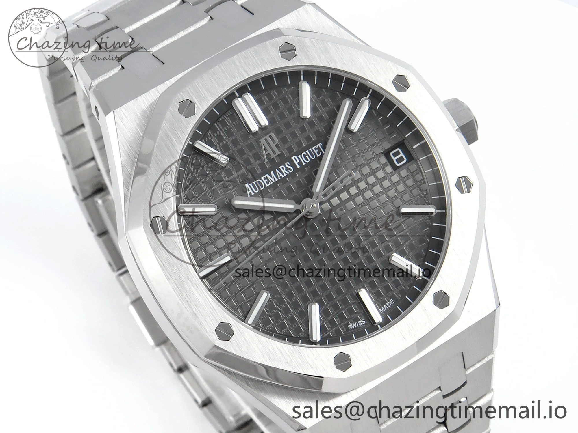 Royal Oak 15500 SS APSF 1:1 Best Edition Gray Dial on SS Bracelet SA4302 Super Clone V2 (SW Dial)