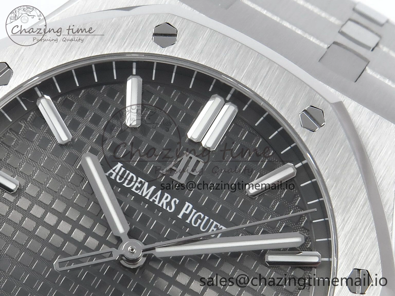 Royal Oak 15500 SS APSF 1:1 Best Edition Gray Dial on SS Bracelet SA4302 Super Clone V2 (SW Dial)