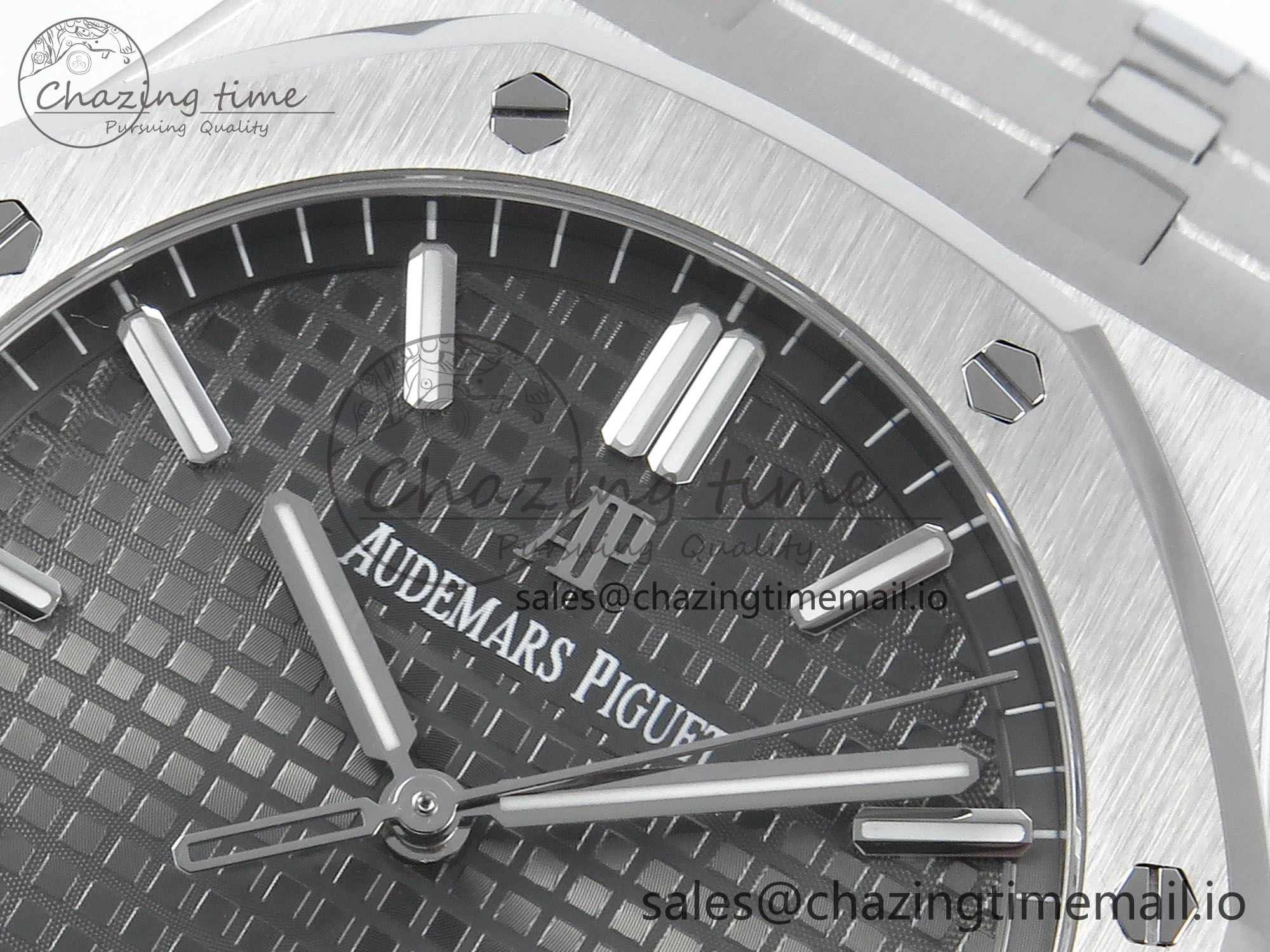 Royal Oak 15500 SS APSF 1:1 Best Edition Gray Dial on SS Bracelet SA4302 Super Clone V2 (SW Dial)