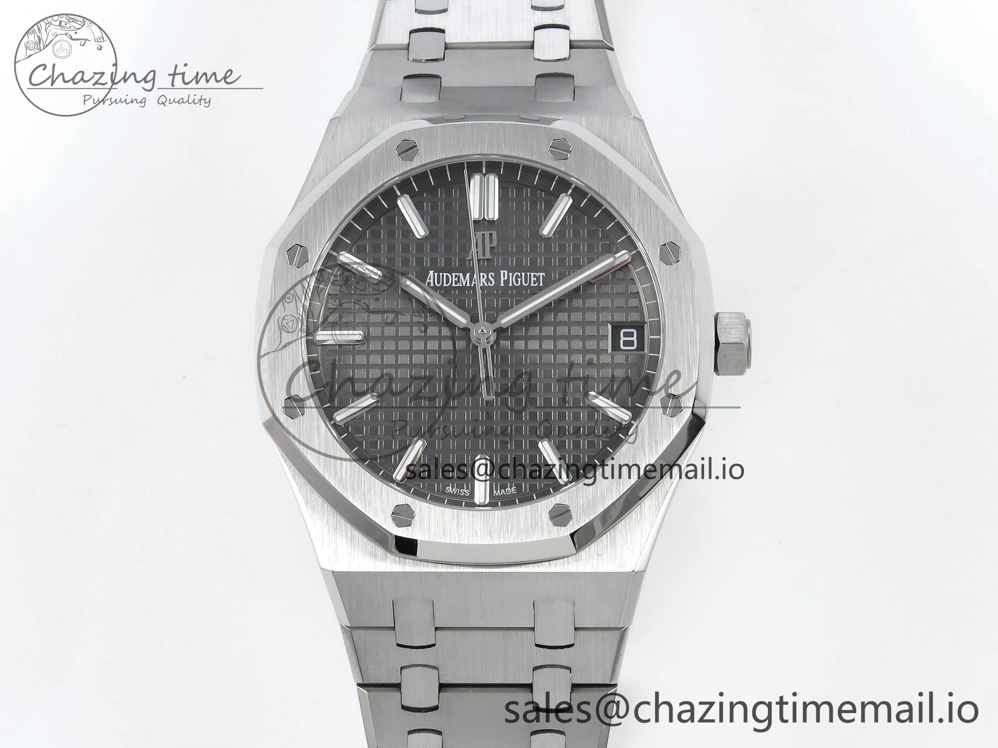 Royal Oak 15500 SS APSF 1:1 Best Edition Gray Dial on SS Bracelet SA4302 Super Clone V2 (SW Dial)